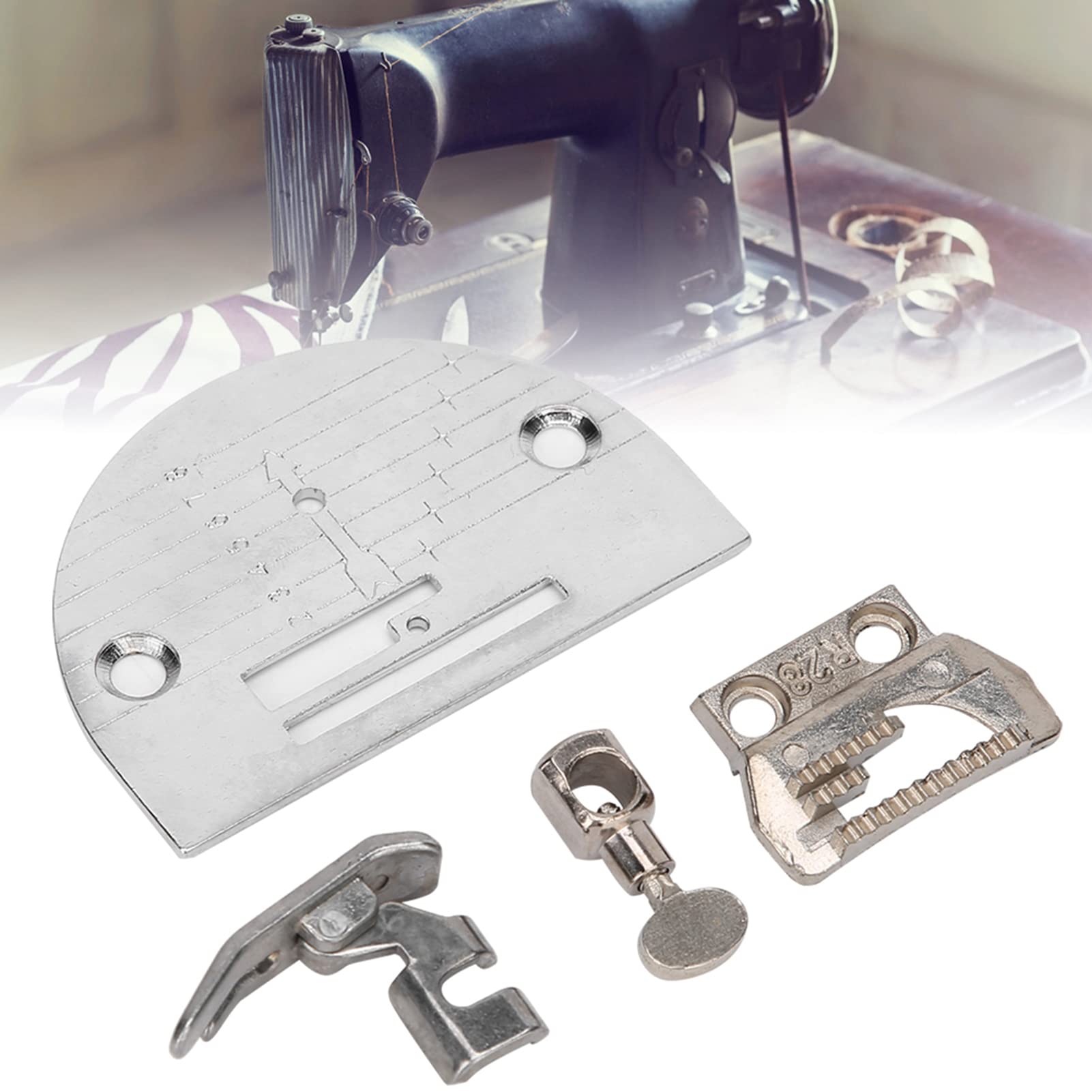 Stopka, Zestaw naprawczy do maszyny szycia, metalowy, stopka dociskowa z zębami piłującymi konserwacji domowej, 63 x 43 mm