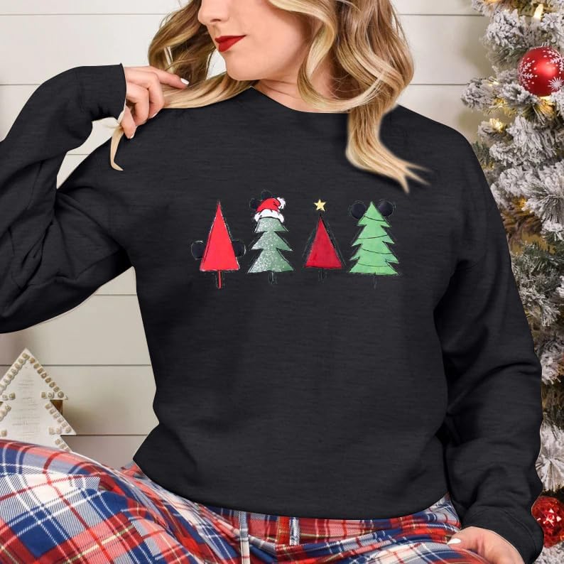 JINTING Christmas Sweatshirt for Women Christmas Tree Pullover Xmas Holiday Crewneck Sweatshirts Long Sleeve Top - Image 5