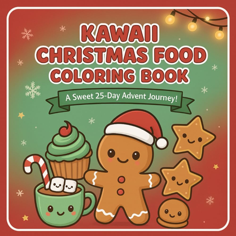 KAWAII CHRISTMAS FOOD COLORING BOOK: A Sweet 25-Day Advent Journey!