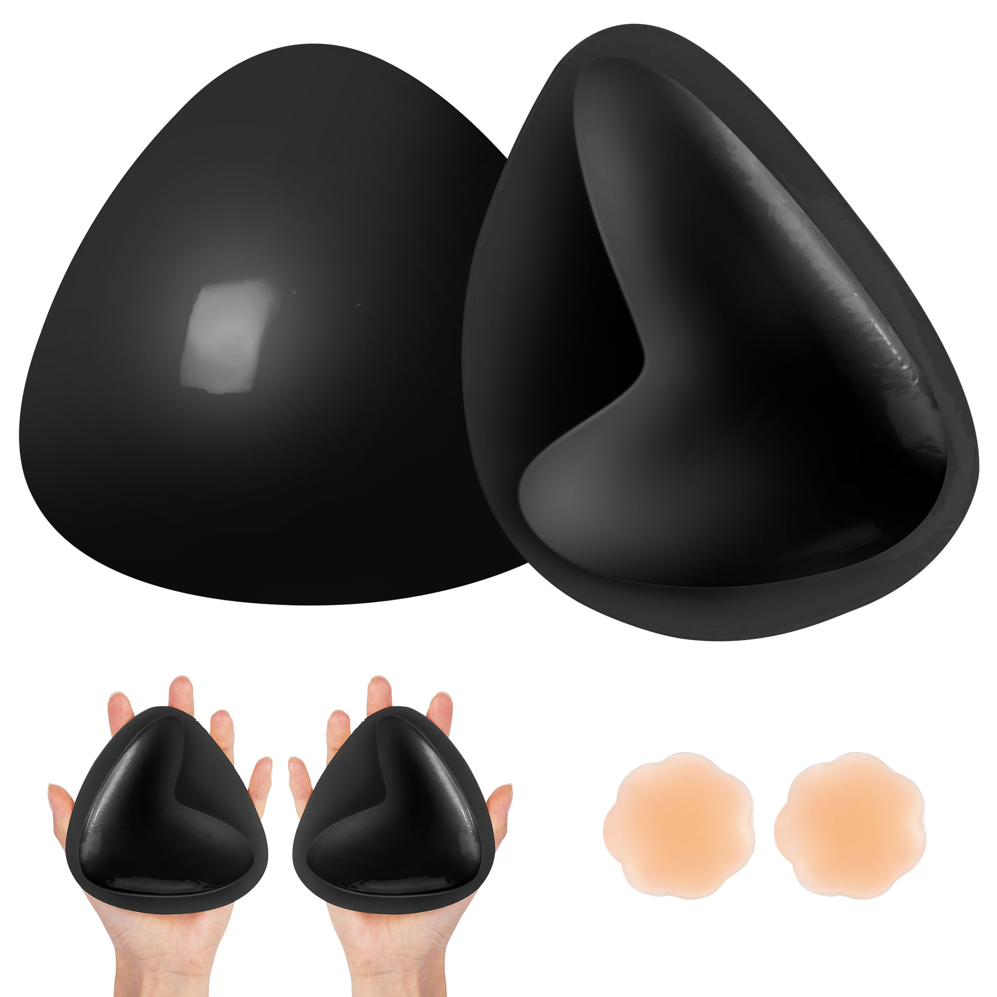 CIRLOSO Sticky Bra Push Up – Double Sided Adhesive Bras Inserts,Instant Lift Bra Pads for Enhanced Cleavage, Black, 1