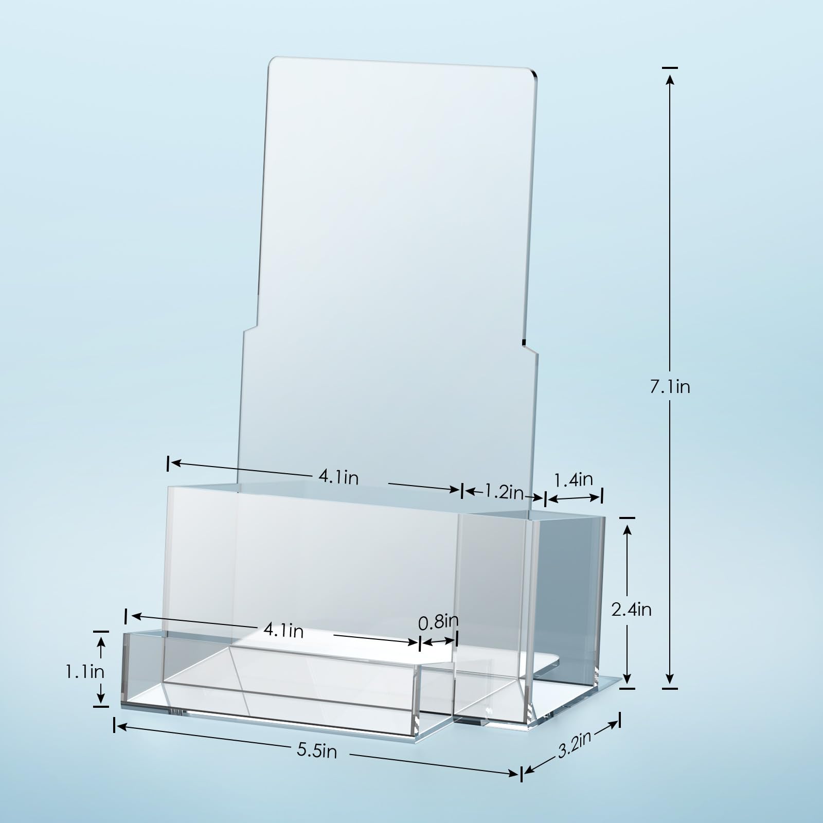 2 Piezas Soporte para Folletos A6, Soporte Acrílico para Folletos con Ranura para Bolígrafo, Exhibición Transparente para Oficina, Hotel, Restaurante, Ferias Comerciales y Materiales de Marketing