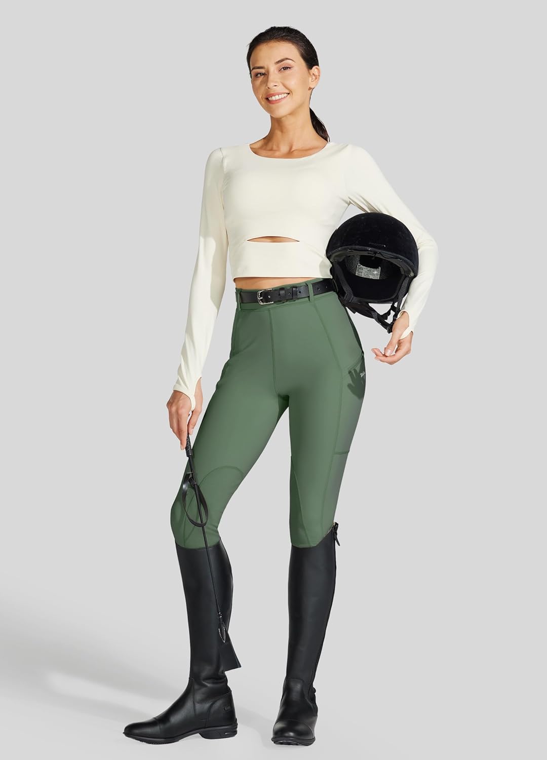 Willit Women's Horse Riding Pants Knee-Patch Equestrian Breeches Horseback Schooling Tights Zipper Pockets - Image 6