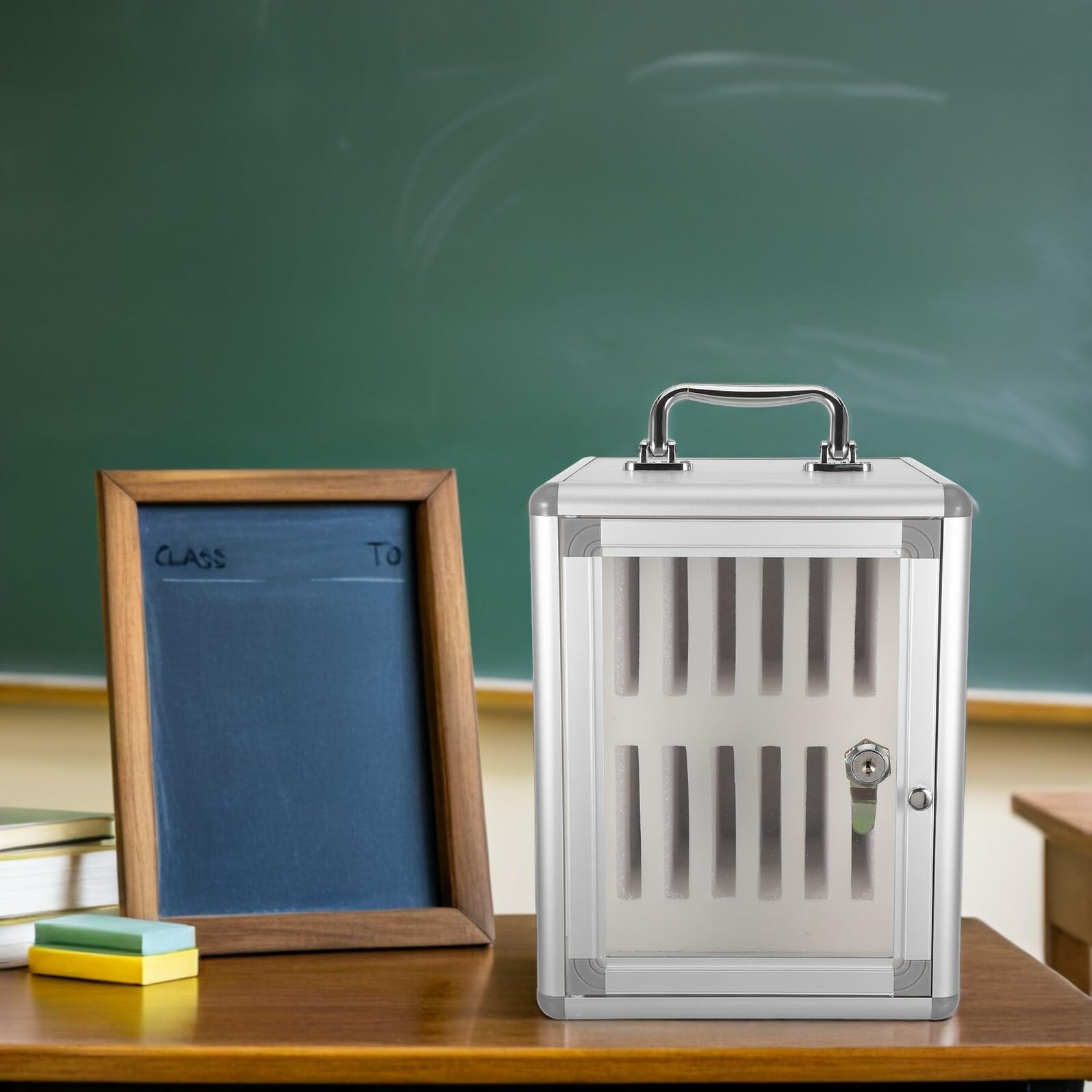 Armadio Porta Cellulare in Lega di Alluminio con Serratura 12 Scomparti Ventilati Cassetta di Sicurezza per Telefono per Aula Ufficio e Riunioni Gestione Dispositivi Mobile
