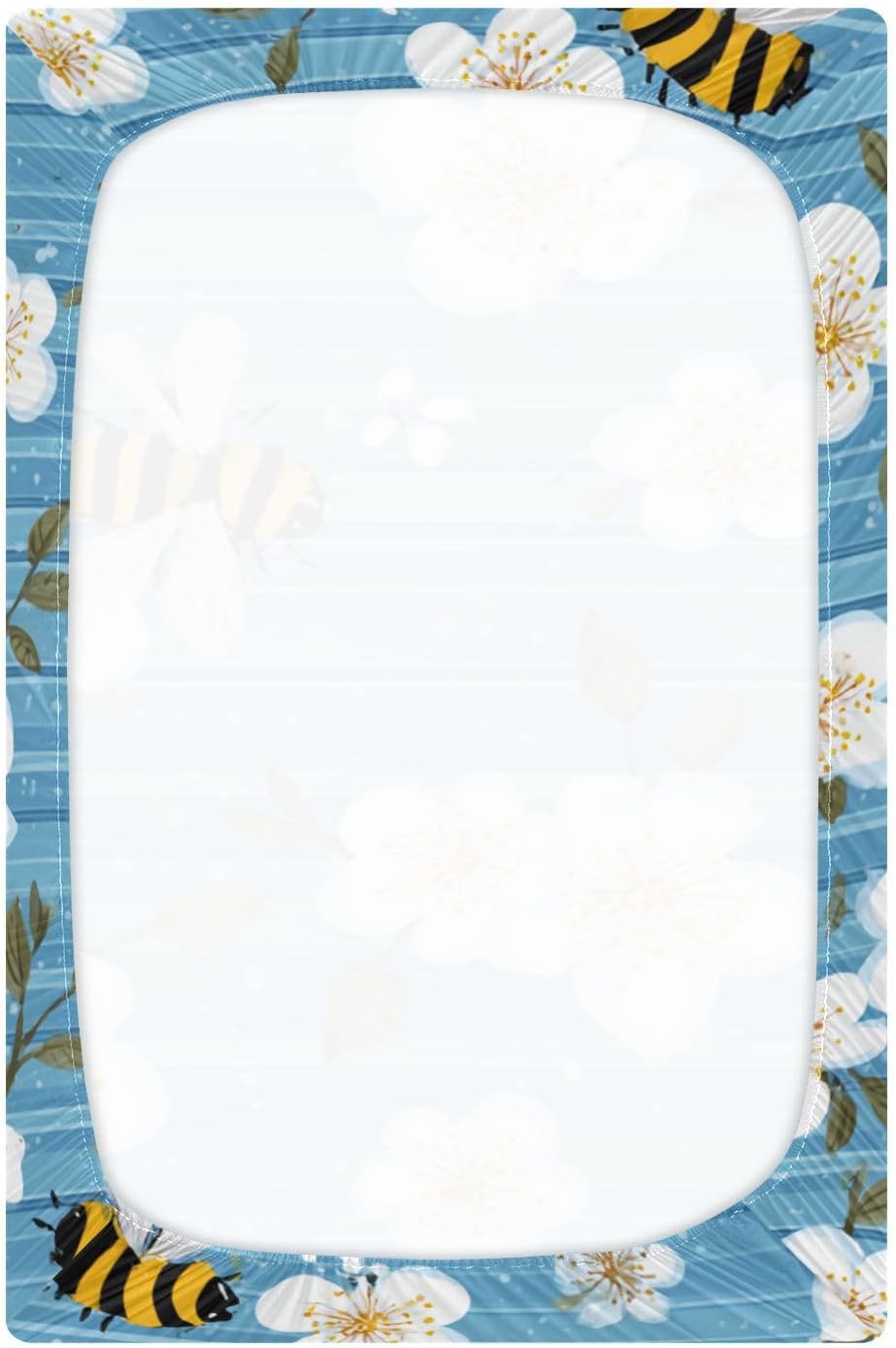 Crib Sheets Baby for Boys Girls Breathable Neutral Toddler Bed Sheets for Standard Size Toddler Mattress 39x27 Inch Blue Stripes Sakura Bees