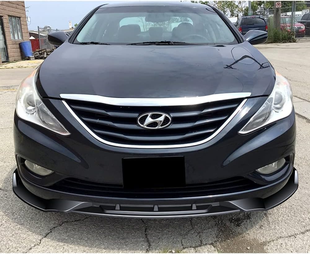 Q1-TECH, Front Bumper Lip fit for Compatible with 2011-2014 Hyundai Sonata, Front Bumper Lip Spoiler Air Chin Body Kit Splitter Unpainted Matt Black ABS, 2012 2013 (STP-Style) (Glossy Black)