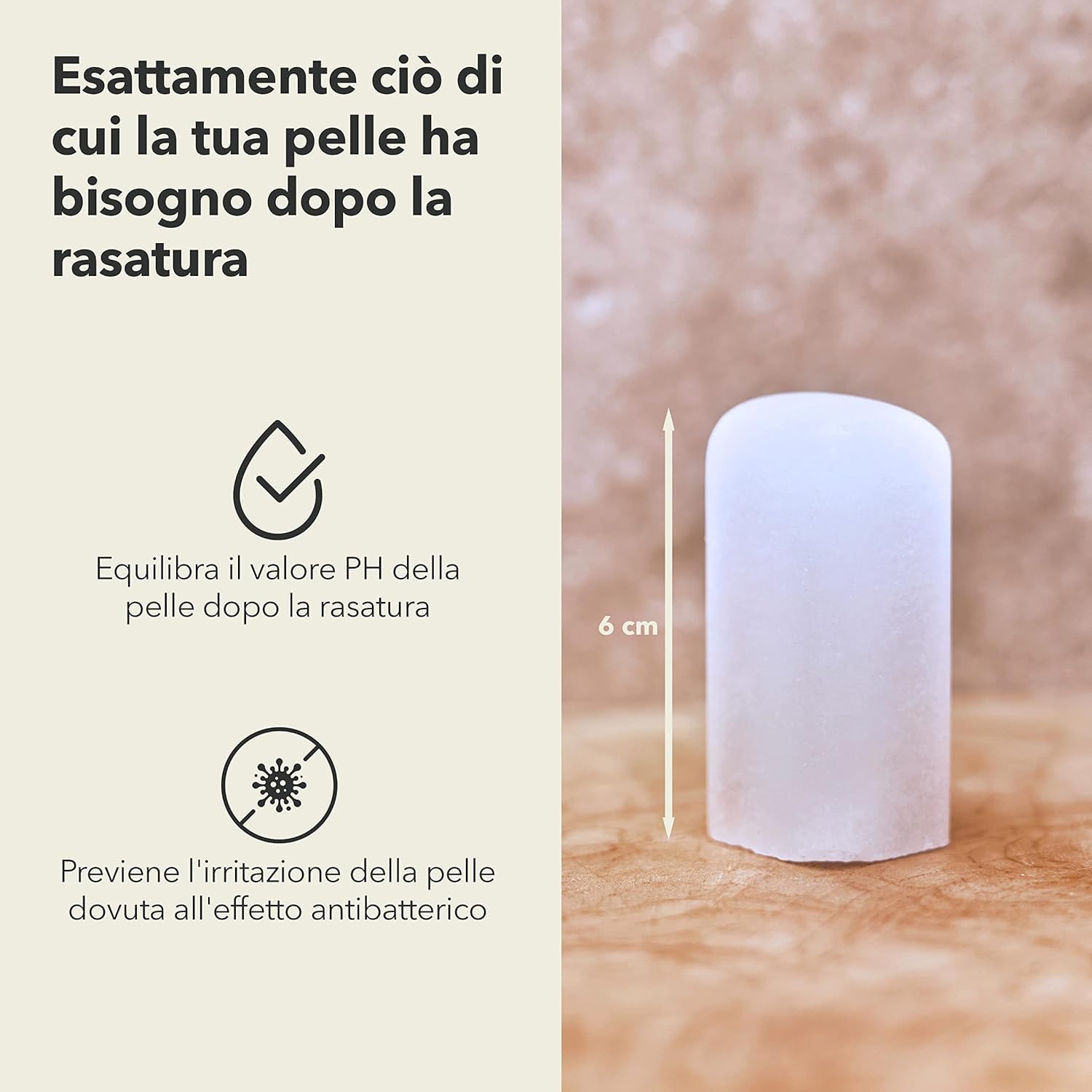 Störtebekker® - Premium Pietra di allume - Sedativo del sangue dopobarba - Lenisce la pelle dopo la rasatura con un rasoio di sicurezza/coltello - effetto antisettico - Blocco di allume potassio