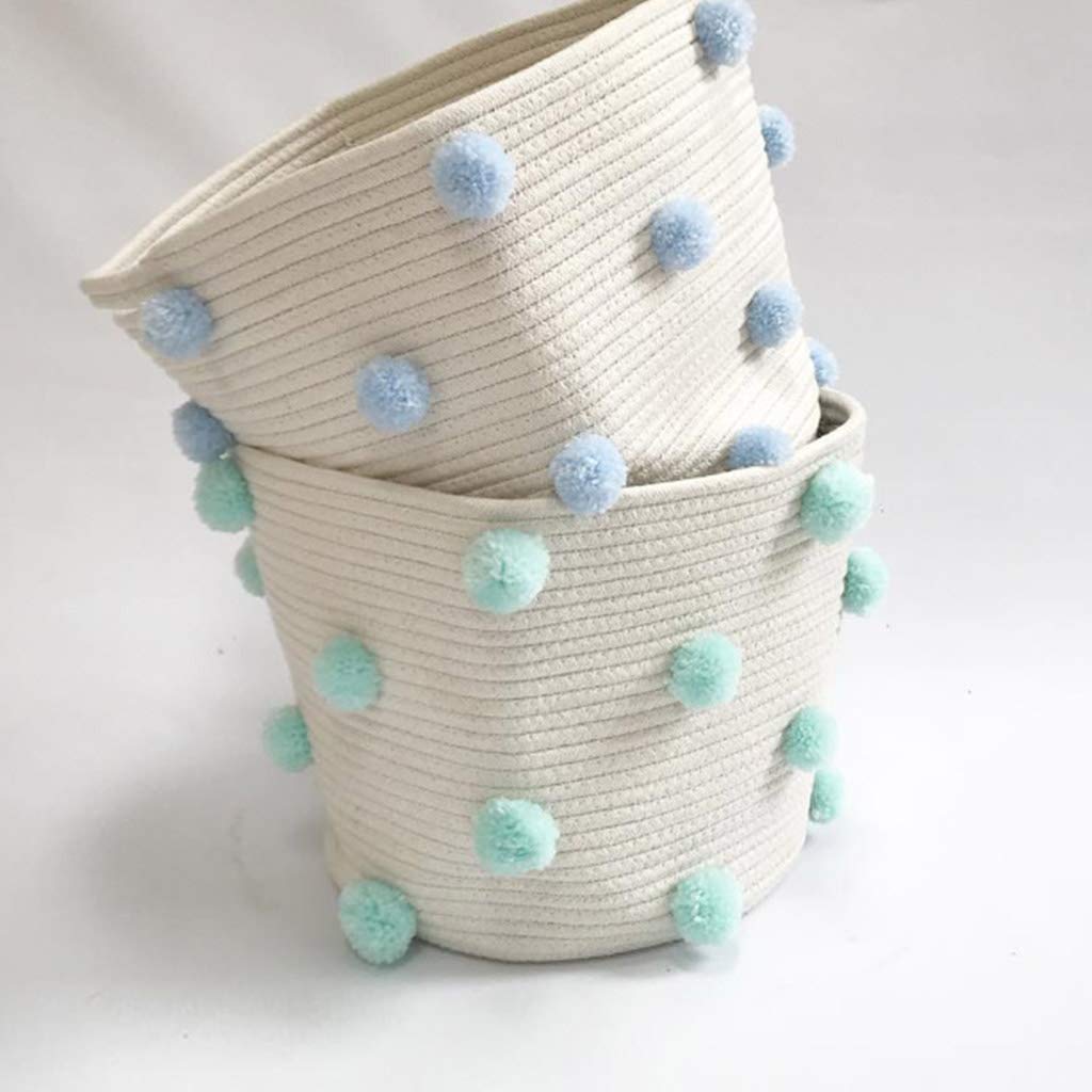 Cestas de almacenamiento con pompones de tela para bebés, para niños, niñas, oficina, dormitorio, ropa, juguetes