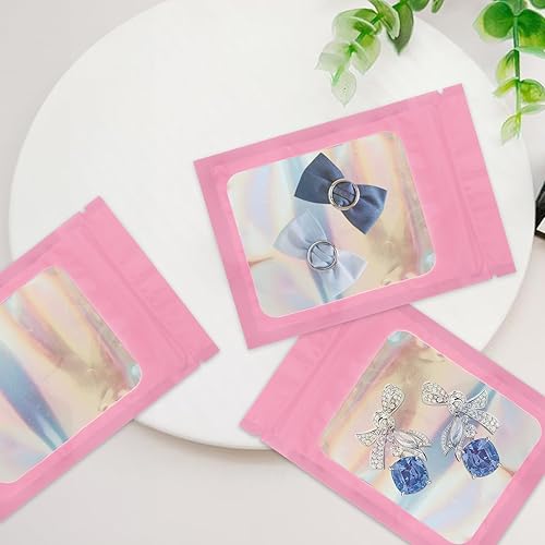 Miniatura 5 de joycraft 100 bolsas de tereftalato de polietileno, bolsas de embalaje holográficas, bolsas resellables a prueba de olores, bolsa de joyería para
