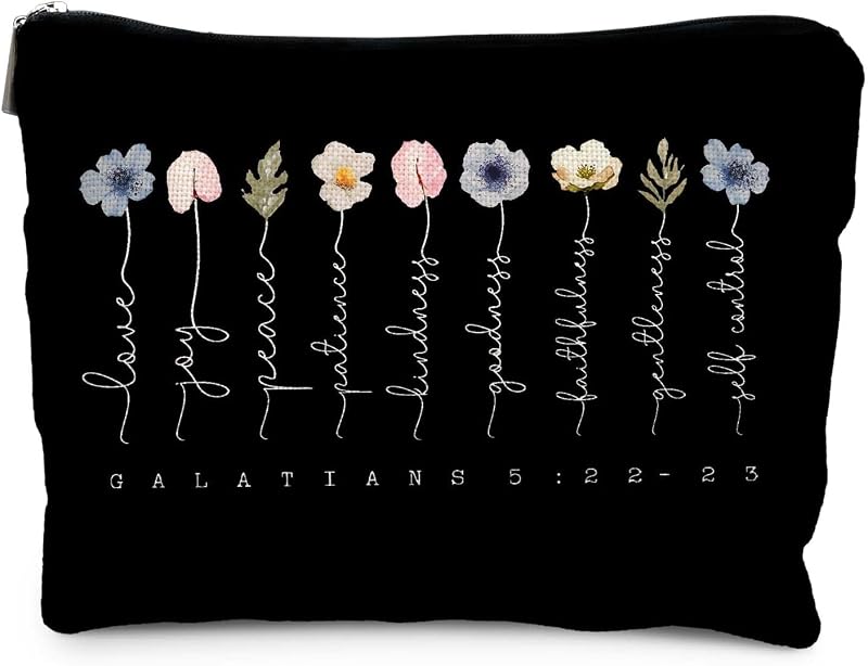 Necessaire de maquiagem Likjad floral preta com zíper, modelo 1009