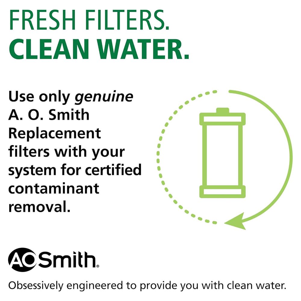 AO Smith Basic Direct Connect Under Sink Replacement Filter For AO-MF System - Carbon Block Filter Reduces Up To 99% Of 9 Harmful Contaminants - AO-MF-R
