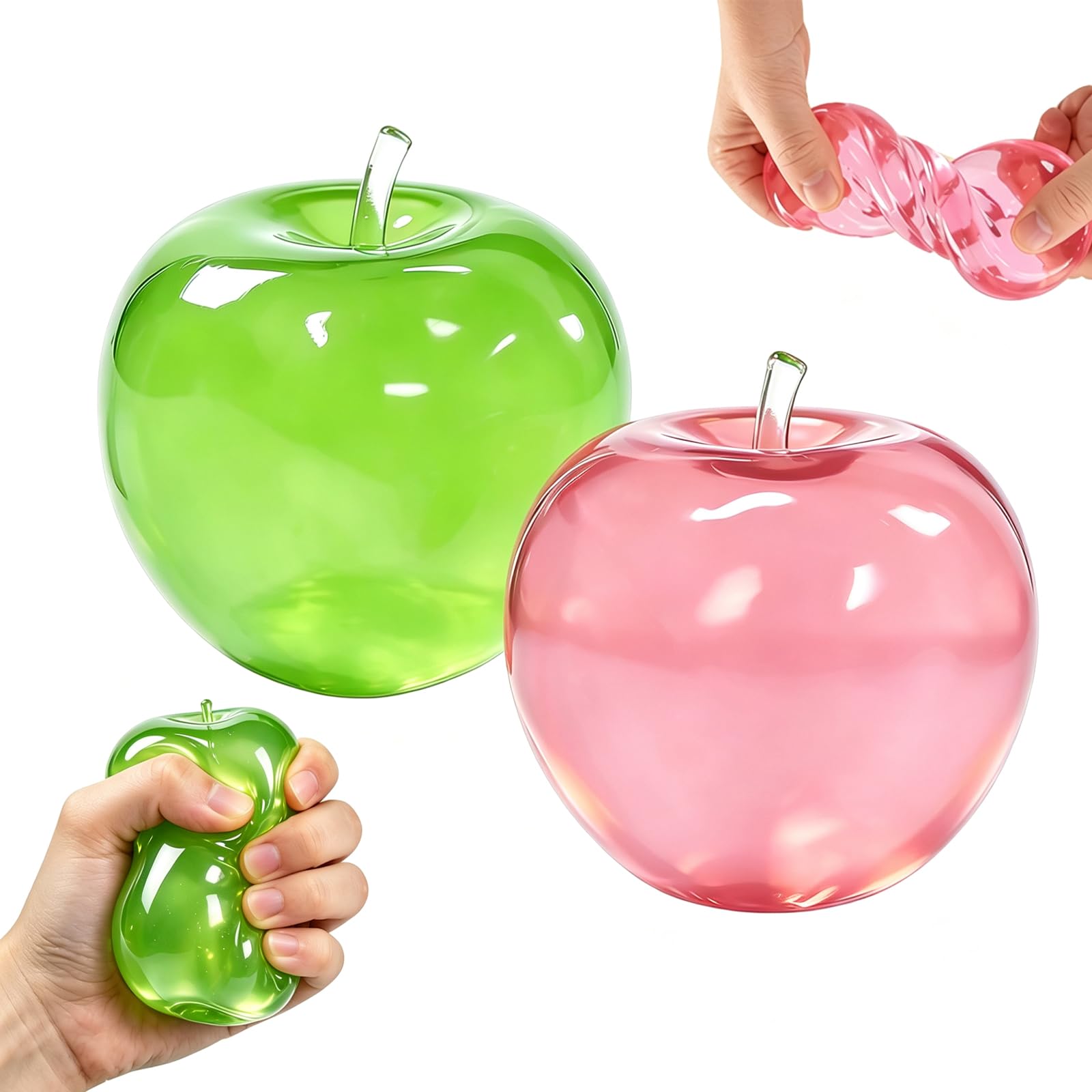 2Pcs Apple Squishy, Green Apple Squishy and Pink Apple Aquishy