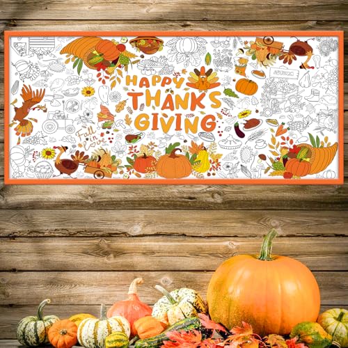 Tbsone THANKSGIVING-TABLECLOTH-A Fall Thanksgiving Party Decorations: 72 X 35 Inch Giant Coloring Posters For Kids, Thanksgiving Crafts, Games & Activities, Tablecloths, Banners, & Party Favors – Perfect For Kids & Adults thumb #3