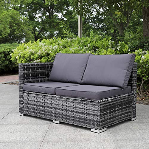 Hansson Polyrattan Gartenmöbel Lounge Set Sitzgruppe Garnitur Poly Rattan inkl. Sofa Sessel Kissen Hocker Tisch mit Glas… – Bild 6