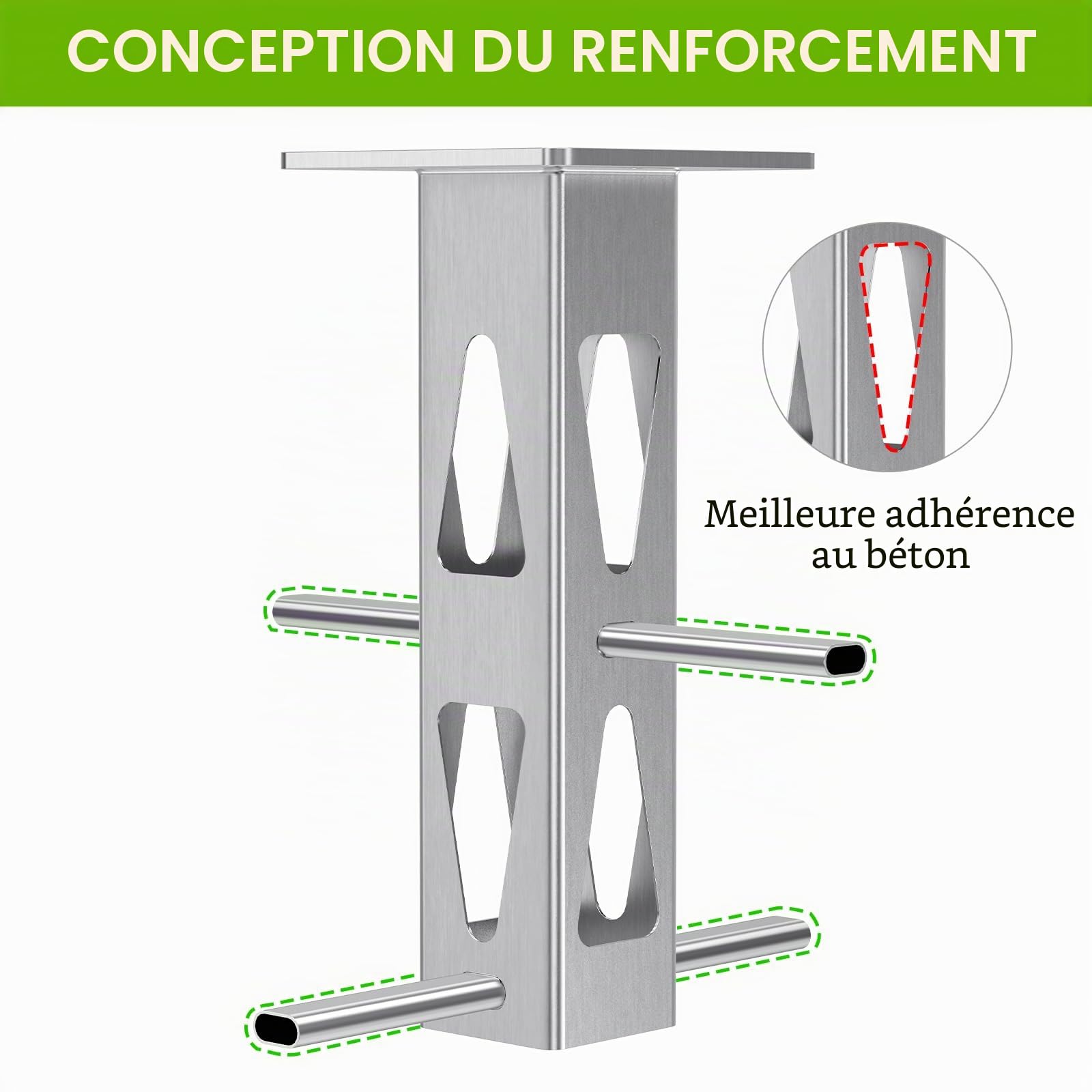 Dolibest Enterré Base de Parasol de Terrasse, Support Parasol Balcon Ancrage Universel pour Parasol Plaque de Fixation au Sol pour Poteau Cantilever Déporté avec 2Tubes pour Cour ou Balcon