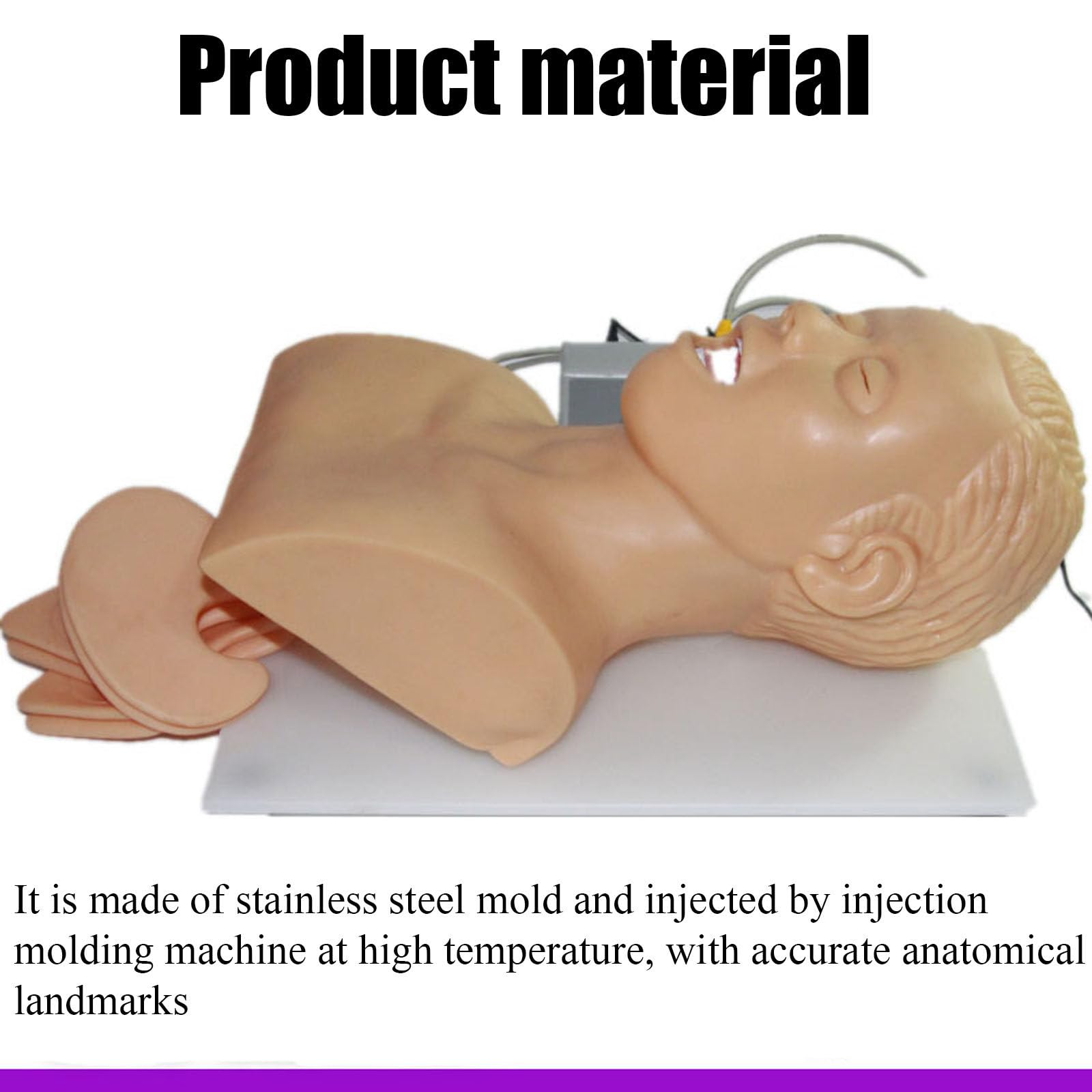 Intubation Manikin Training Krankenpflege Schaufensterpuppe,Erwachsene Intubationsmodell,Mit Zahnalarm-Gerät Simulator Atemwegsmanagement Trainer Intubation Head Lehre Unterrichtet