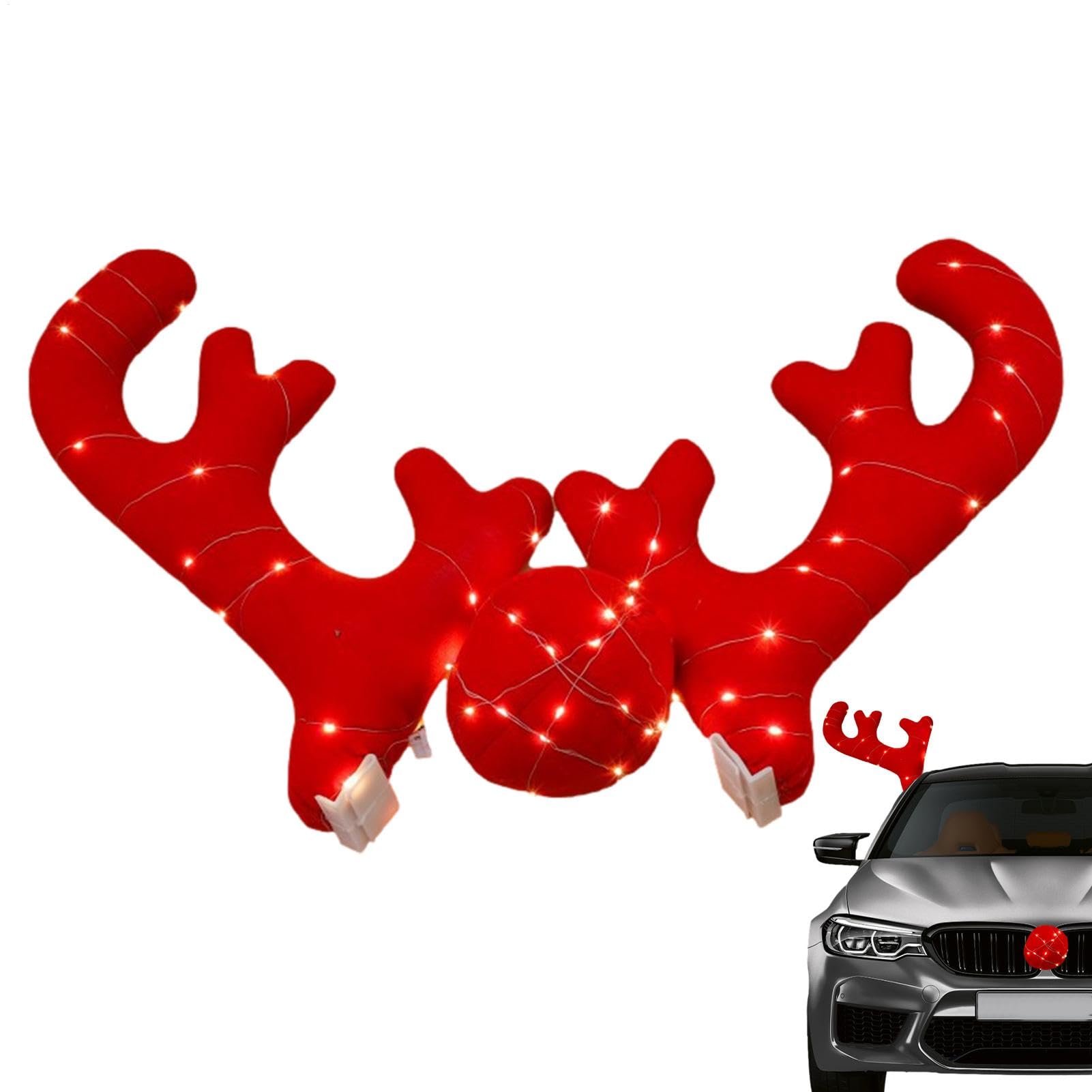 Générique Bois de cerf pour Voiture - Kit de Voiture en Corne de cerf de Noël | Costume de Camion de Voiture de noël, Ensemble Cadeau de noël, décoration de Renne, Bois pour Camion véhicule