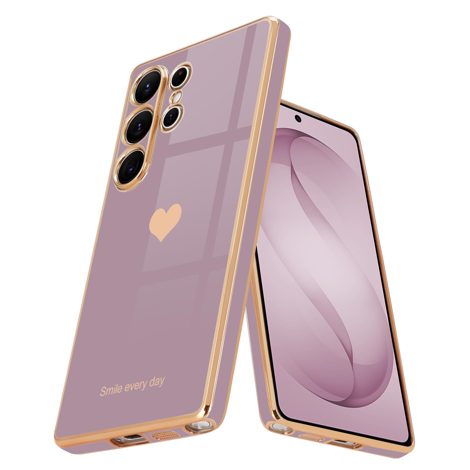 Teageo Kompatibel mit Samsung, Süße Herzmuster Mädchen Handyhülle Luxuriös Galvanisierte Glitzer Weich TPU Kameraschutz Kratzfest Stoßfest Schutzhülle für Samsung