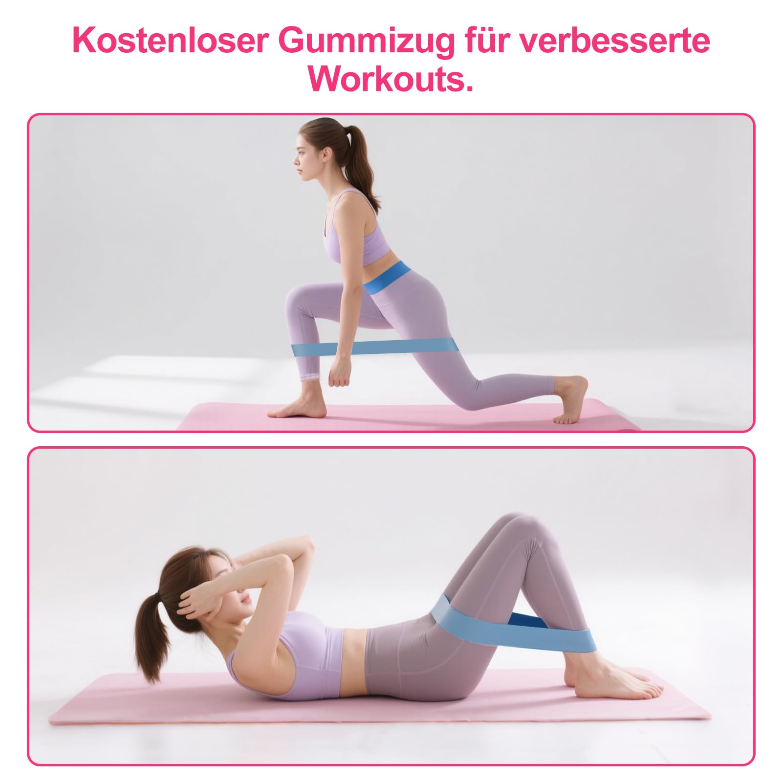 Beckenboden Trainingsgerät - Sportgeräte Zuhause zum Training der Oberschenkel, Oberschenkeltrainer mit Anti Rutsch Design, Postpartum Beckenbodentrainer mit Einem Elastischen Stretchband