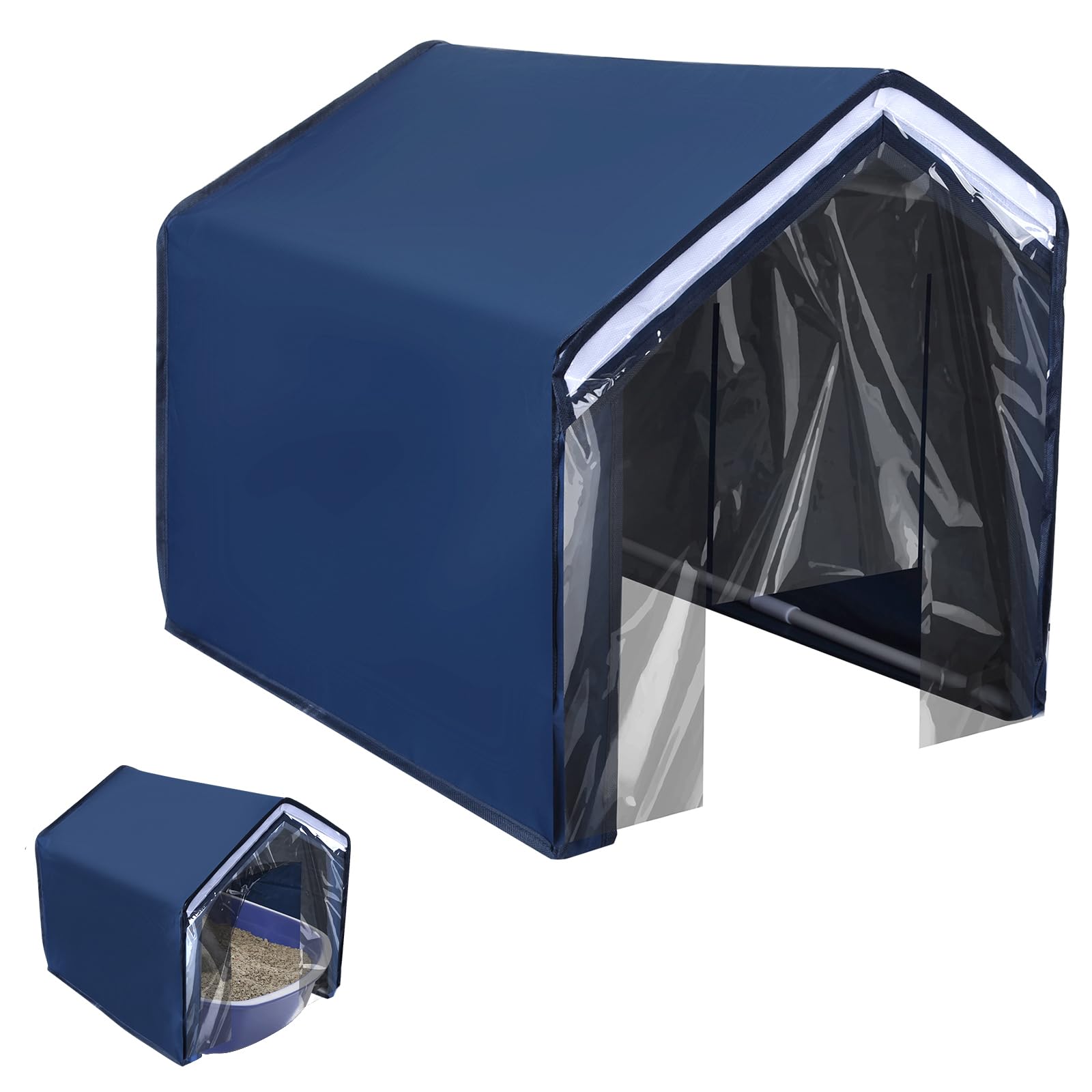 Photo 1 of Cat Litter Box Cover Dog Proof Litter Box Enclosed Cat Potty Cats Litter Boxes Cover, Removable Litter Boxes CoversOpen Curtain for Easy Access to The Top Closed Cover