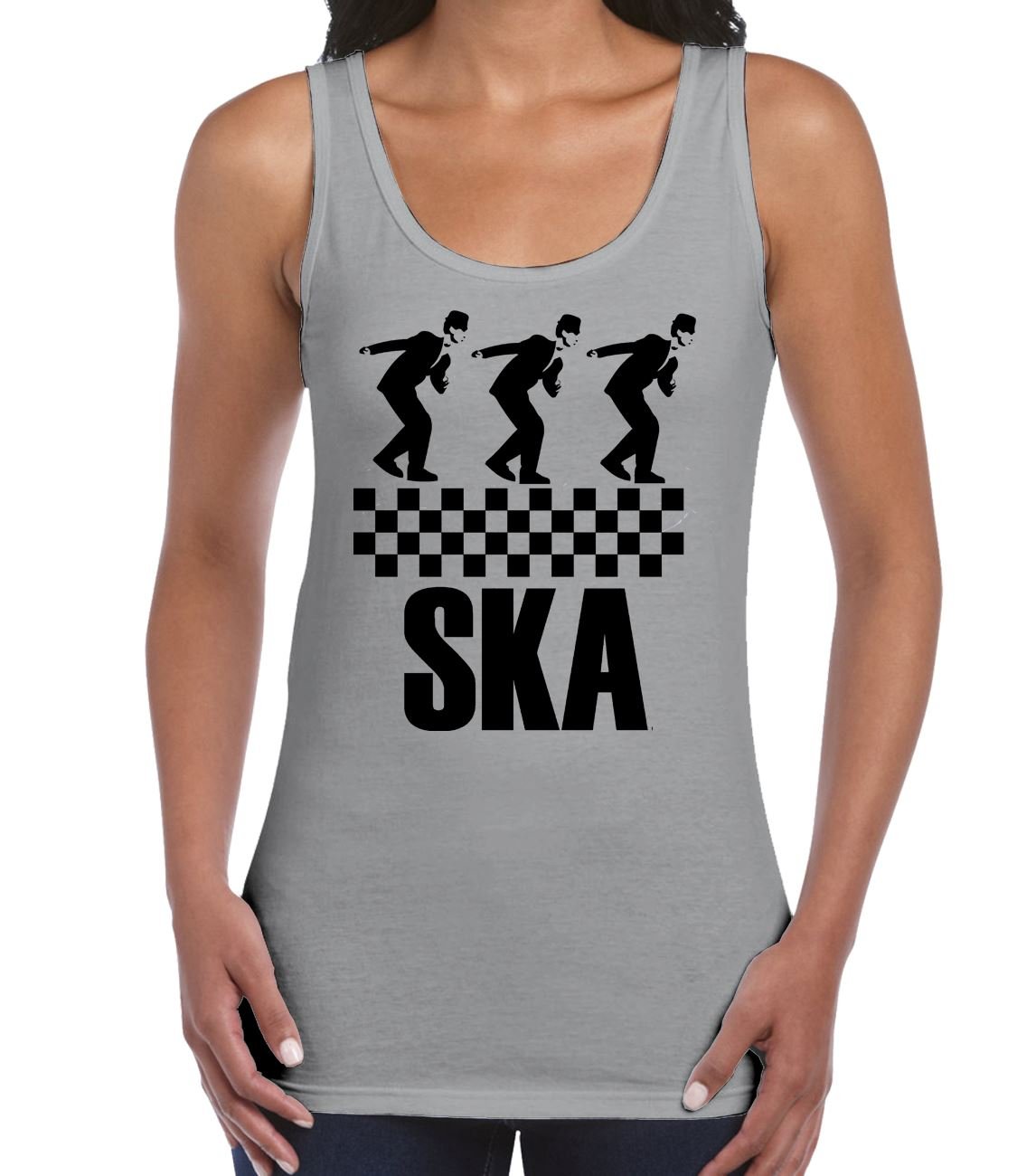 Tribal T-Shirts Womens Ska Dancers Vest Vest Top (Large, Light Grey)