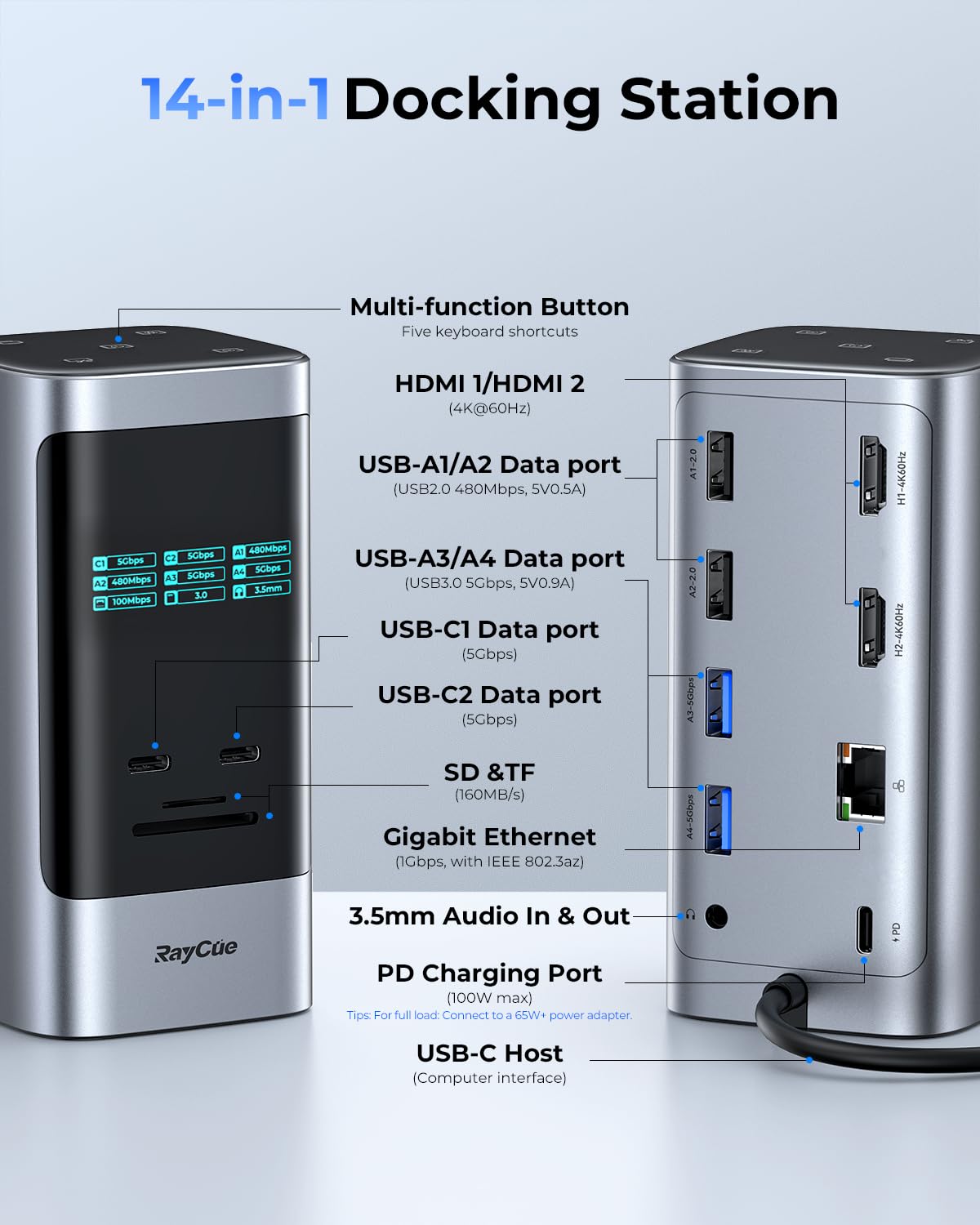 14-inch 2-in-1 Docking Station for Laptops - Dettaglio