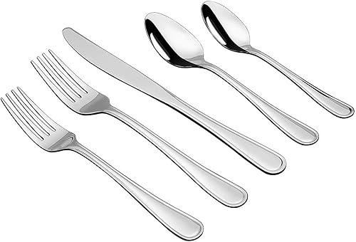 Miniatura 9 de KOOMADE EMPIRE - Juego de cubiertos de 40 piezas para 8 cena tenedor de ensalada cuchillo cuchara cucharadita cubiertos pulidos con espejo apto para