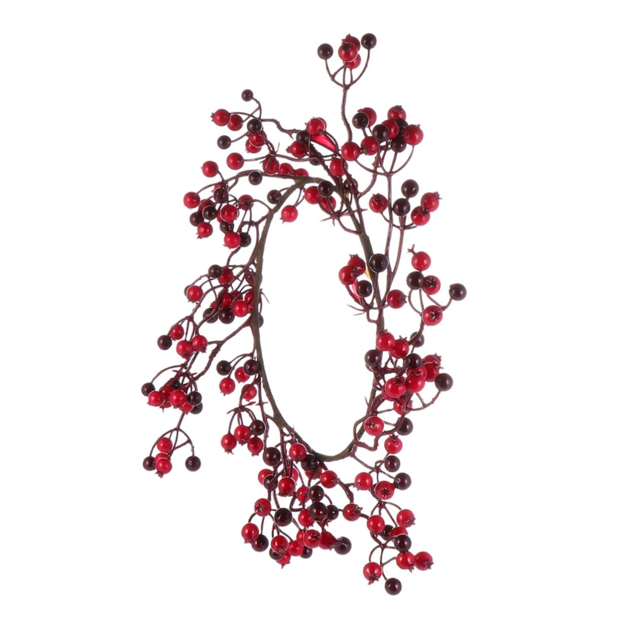 Guirlande de Noël porte extérieure avec branches denses et fruits rouges plastique