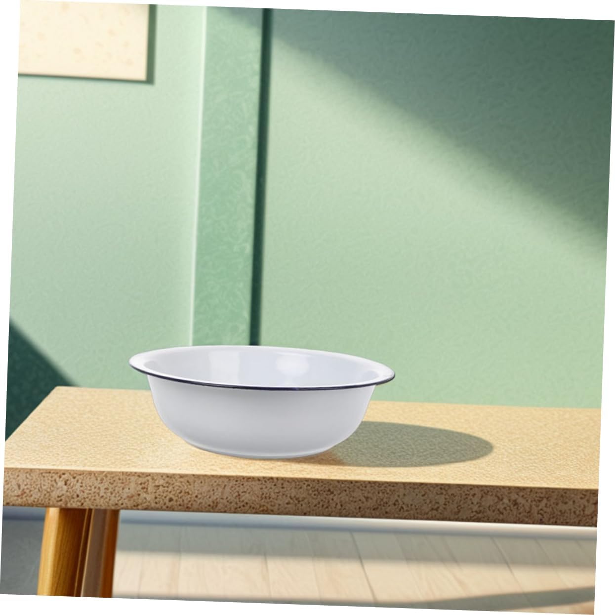 Gadpiparty Vintage Enamel Wash Basin Retro Mixing Bowl for Kitchen Deep Soup Pan Bowl White Enamelware Easy to Clean Design