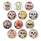 ESSPOC 12PCS Halloween Refrigerator Magnets Skull Decorated Fridge Magnet Glass Magnets Decorative...