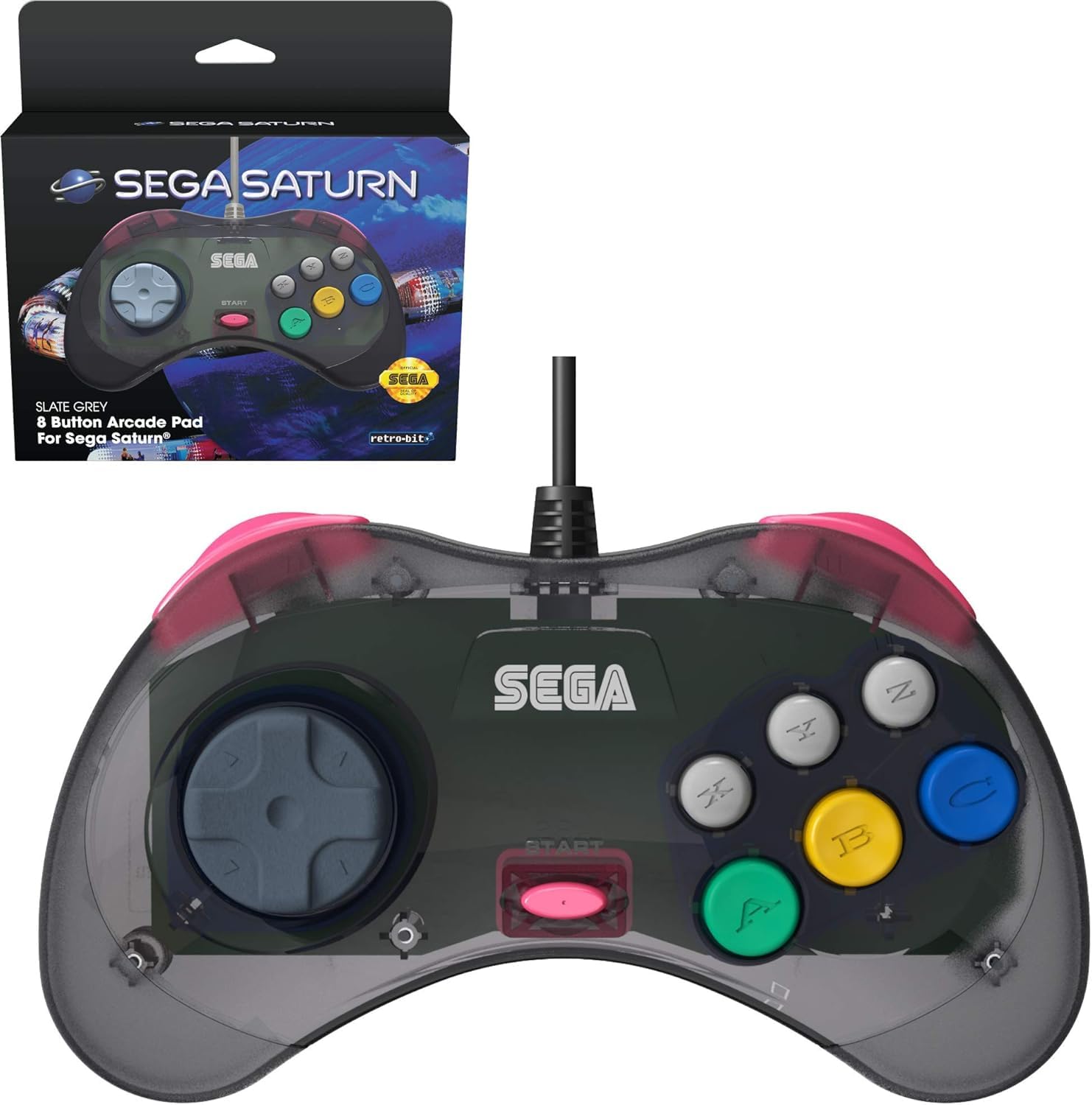 Mando SEGA Saturn Cool Pad de Retro-Bit con conector original importado 6
