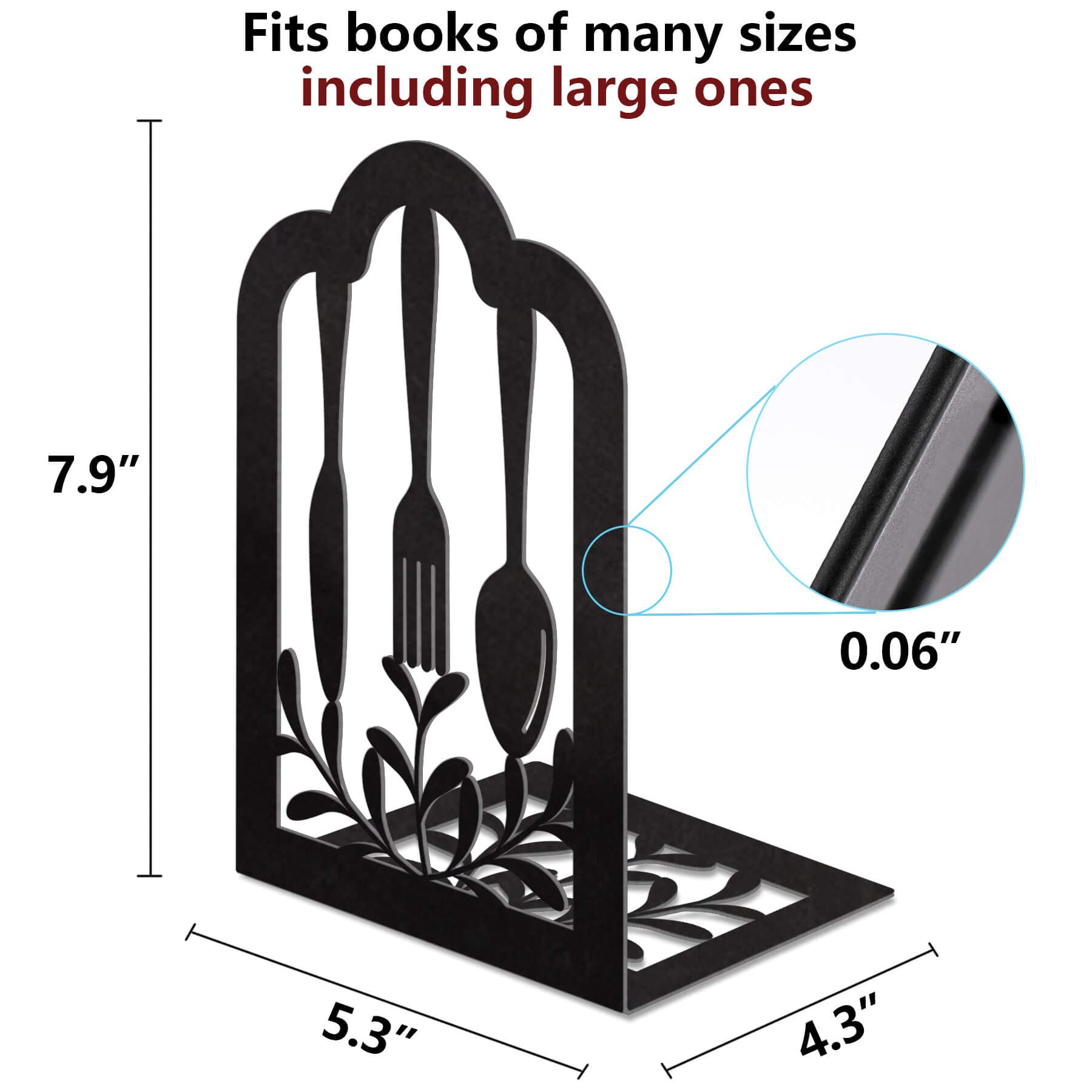 Buchstützen, Metall-Buchstütze, Buchstütze, dekorative, schwere Buchstützen für Regale, dekorative Buchstützen für schwere Bücher, Kochliebhaber, Geschenke | Dekorative Buchstützen für schwere Bücher, rutschfester schwarzer Buchhalter für Einweihungsfeier