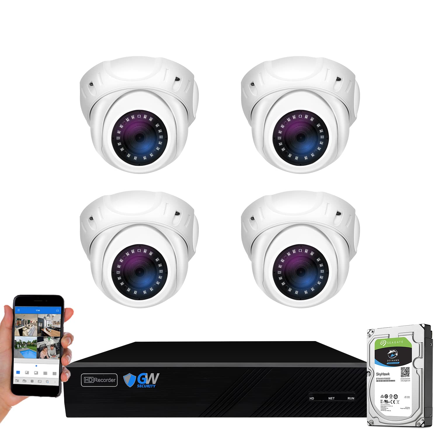 GW Security 8 Megapixels (3840 X 2160) H.265+ IP NVR Camera