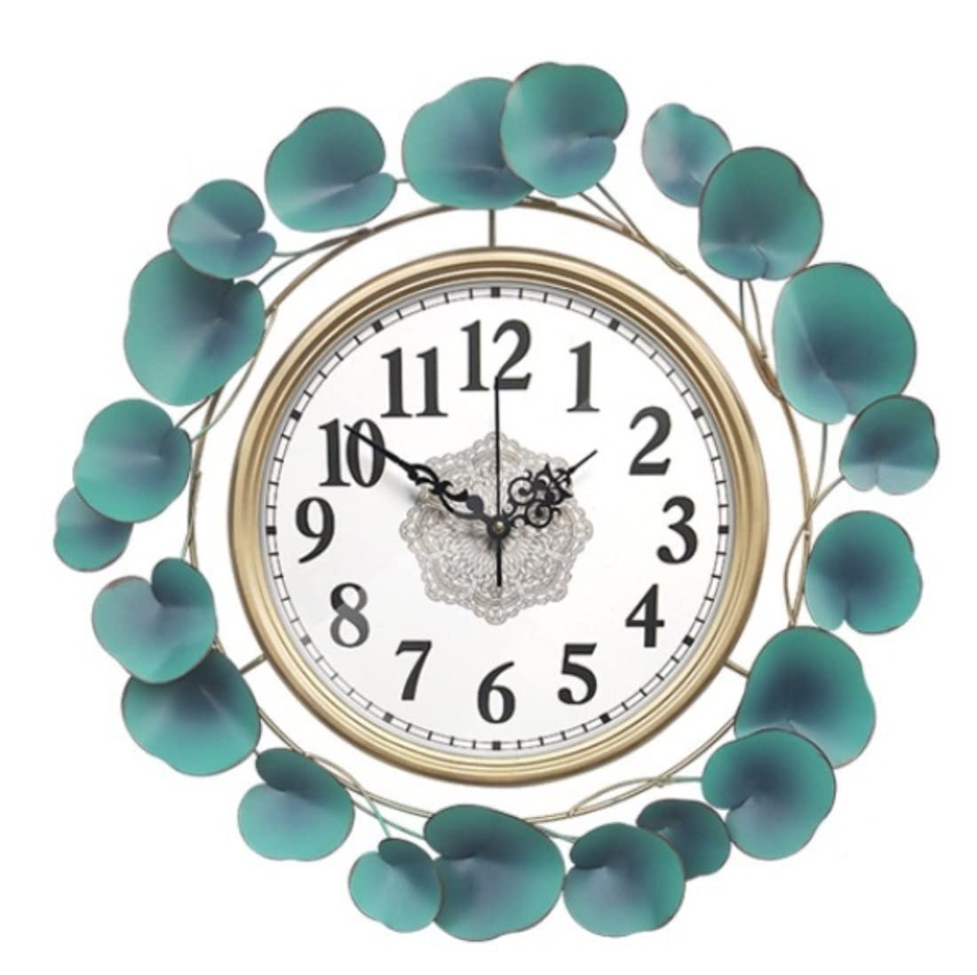 MYUYEE Farmhouse Vintage Clock Modern Silent Metal Flowers Round Clock for Bedroom Living Room Home for Bedroom Office,A-48 * 48cm (A-48 * 48cm)
