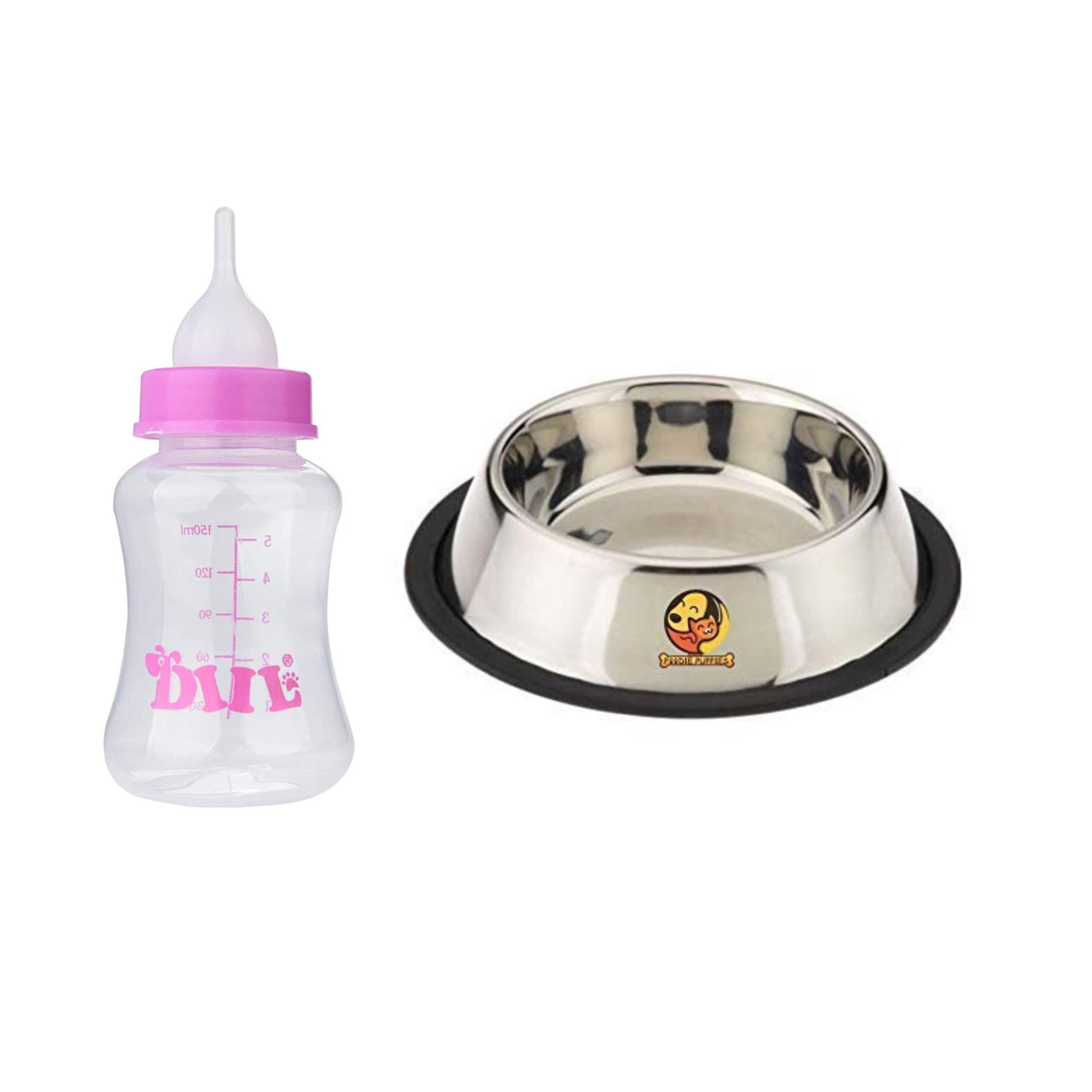 Foodie Puppies Cat Feeding Combo Stainless Steel Anti-Skid Rubber Base Plain Bowl & Milk Feeding Bottle for Cats & Puppies (Milk Feeder - Plain Bowl 225ml) (B0987SQR6D) Amazon Price History, Amazon Price Tracker