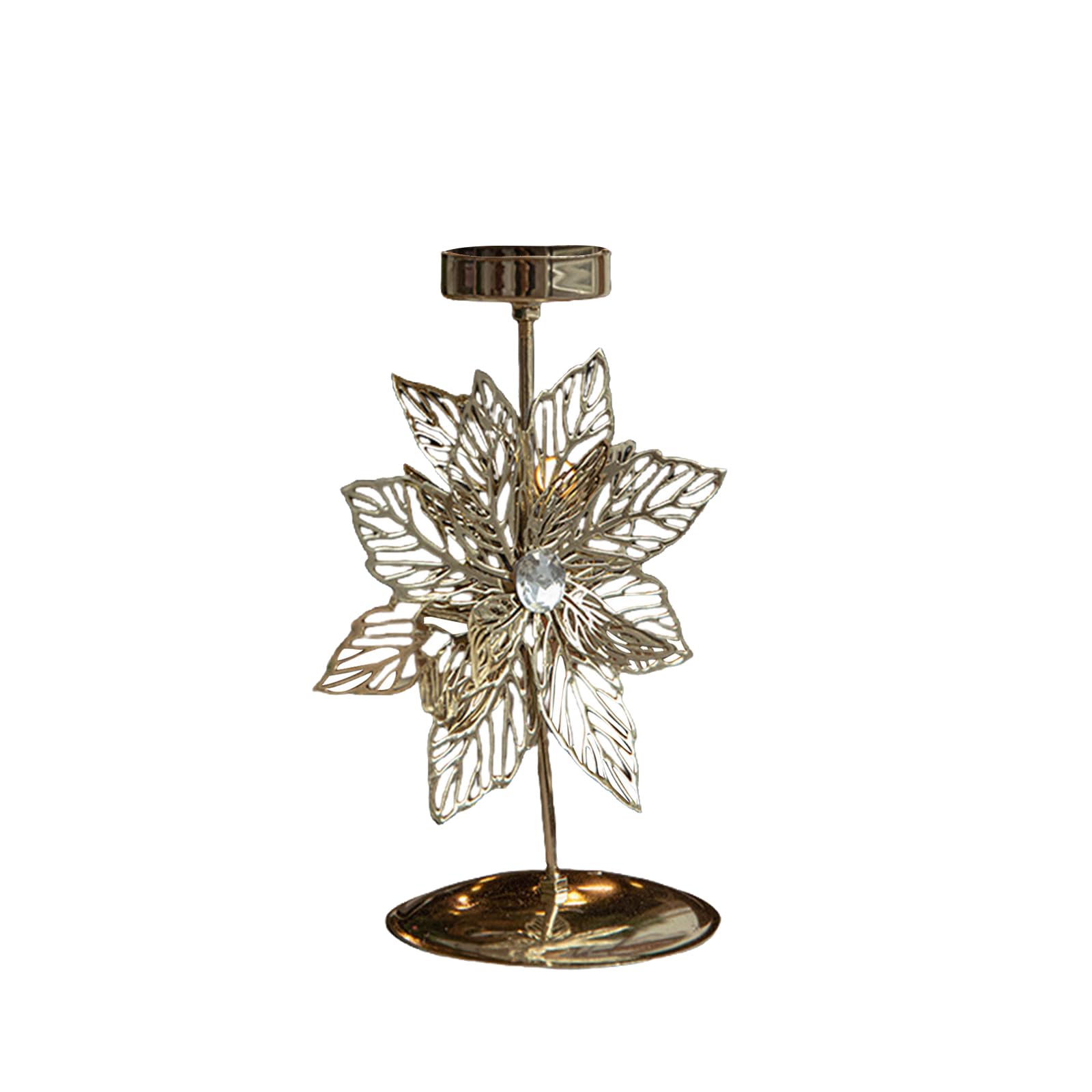 Carotoe Christmas Flowers Christmas Metal Tealight Holder Snowflake Flower Star Pattern Iron Stand Candlestick For Centerpieces Decors Iron Candlestick