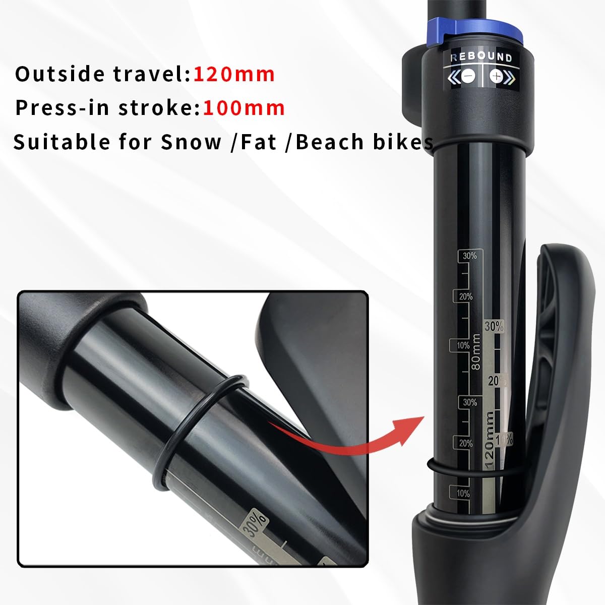 Przedni widelec do roweru górskiego 20/26 cala, szeroki widelec z oponami 4,0 cala, wysokość 120 mm, prosty przegub 1-1/8", regulowany hamulec tarczowy z powrotem, odczep