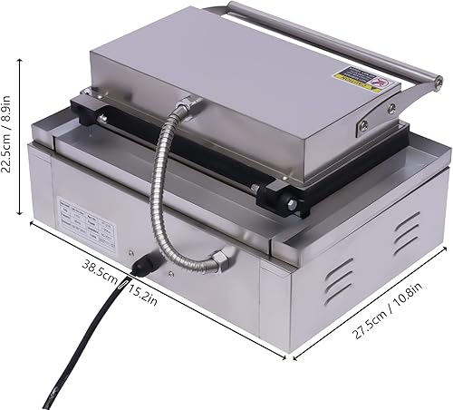 Miniatura 4 de Hotdog - Máquina de gofres comercial, 110 V, 1500 W, 6 piezas de gofres eléctrica para perros calientes, waffles de maíz crujientes para hornear