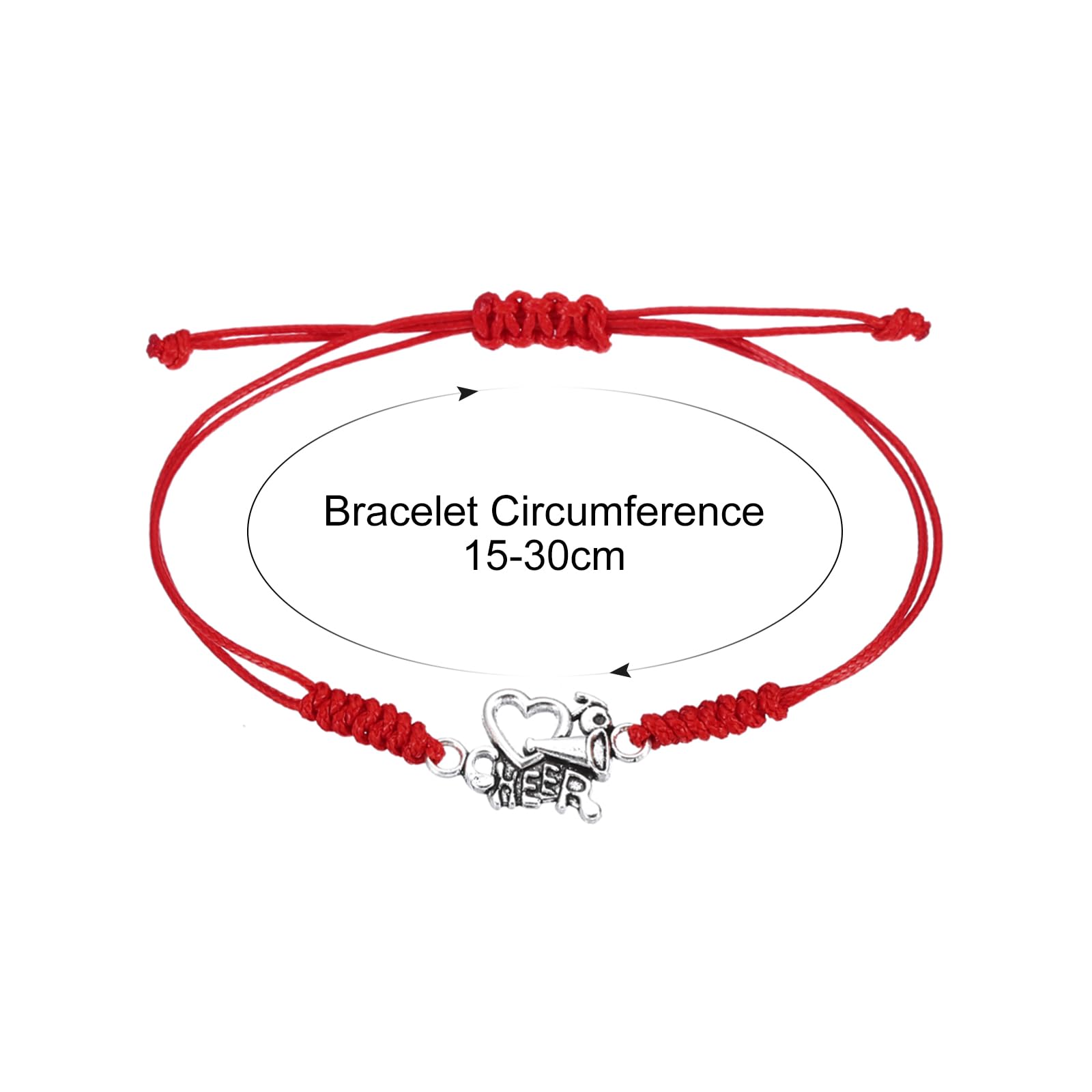 PATIKIL Cheerleader Gifts, 20 Pcs Cheer Bracelet Adjustable Cheerleading Charm Bracelet for Cheer Team, Red