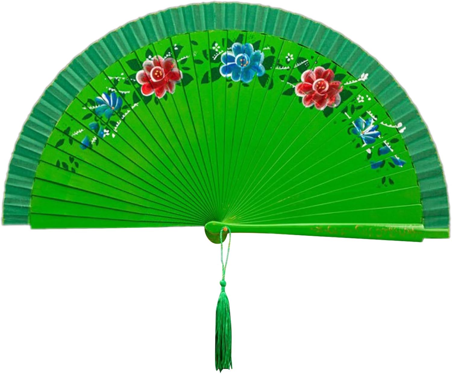 Elegant Spanish Dancing Fan Double Sided Hand Painted Florals Folding Fan for Performances and Decoration