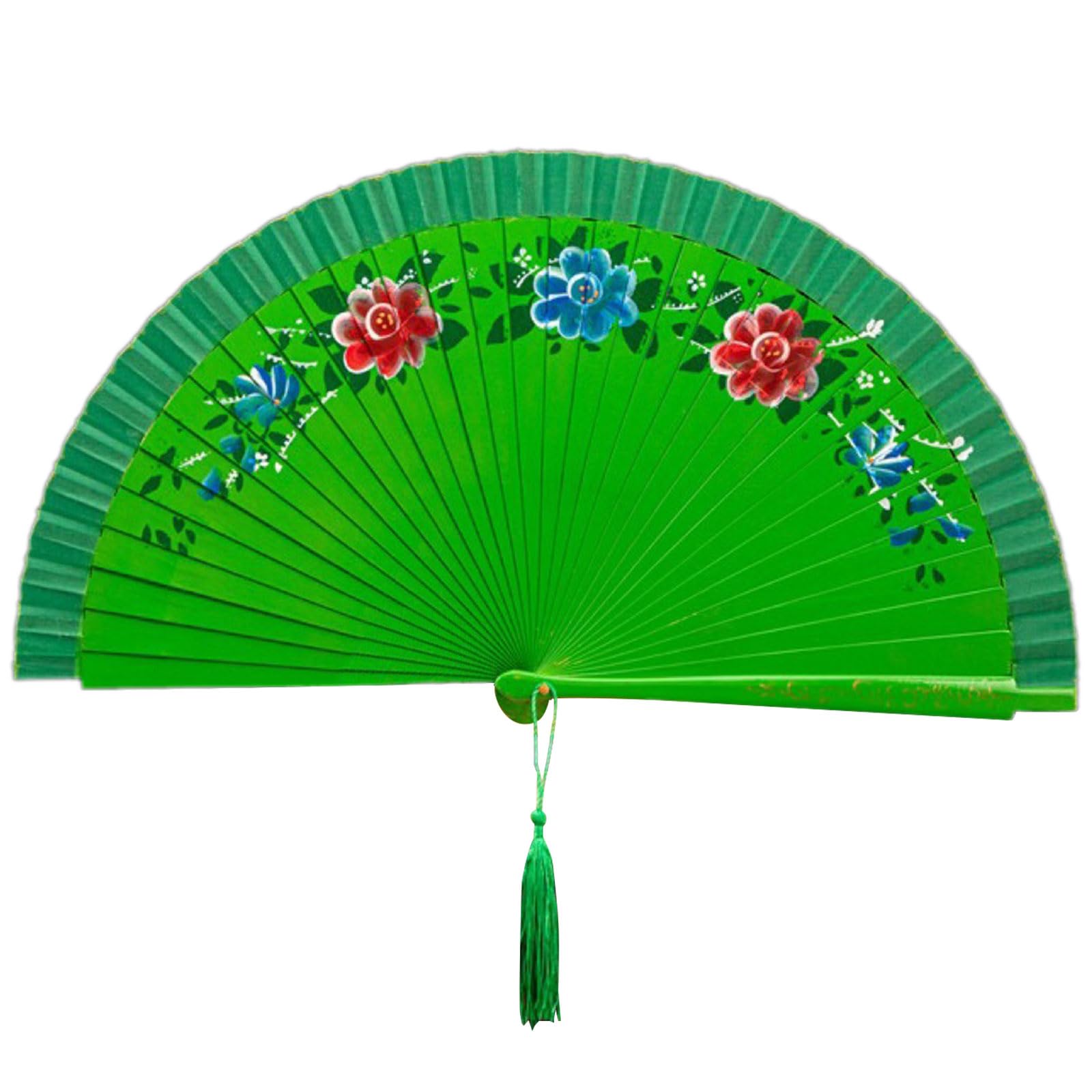 ZWWAAZHF Flamenco, Double Pattern Handheld Spanish Dancing Fan with Flower Artwork Silk Folding Decorative Folding