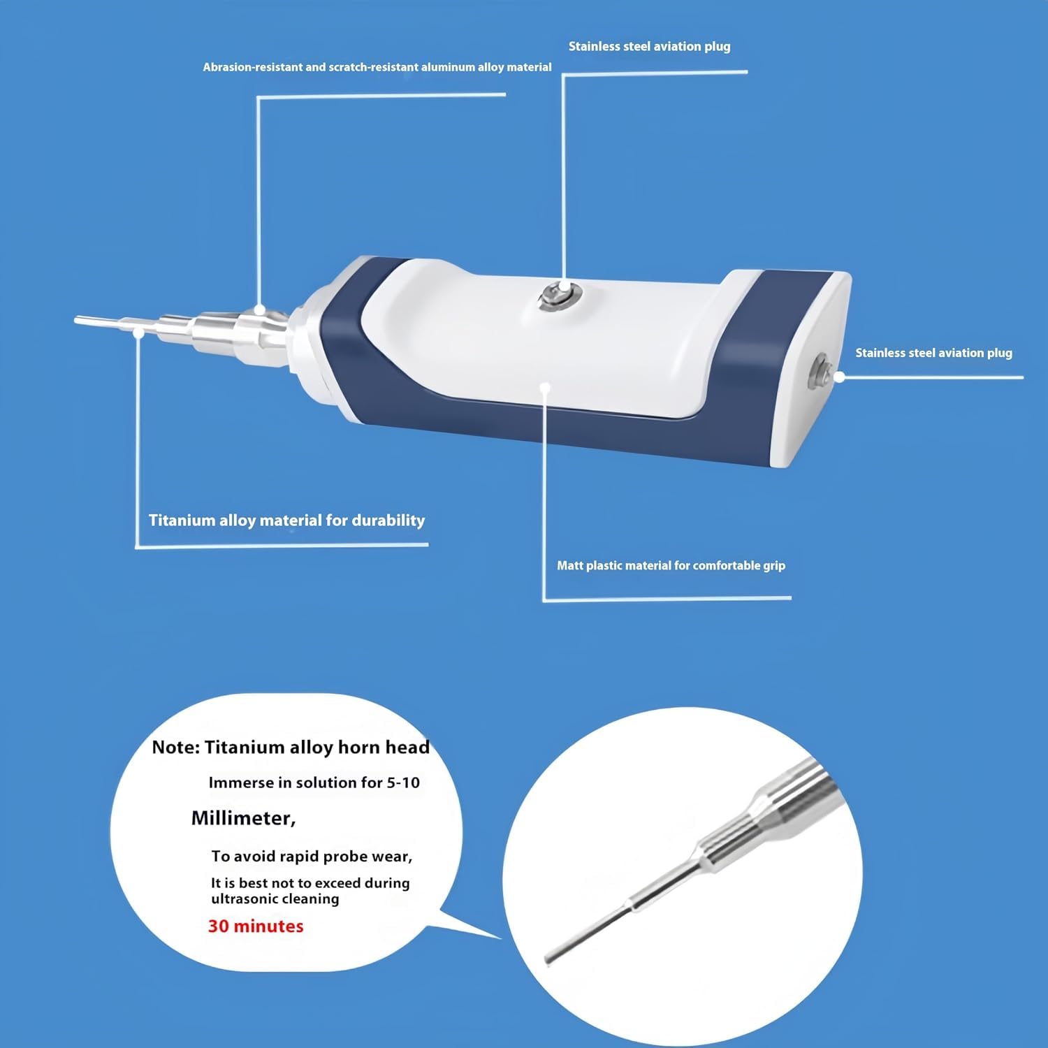Homogeneizador ultrasónico portátil mini, disruptor celular, emulsionador de laboratorio de 0,1 a 300 ml con varilla de Φ8 mm y soporte de acero inoxidable.