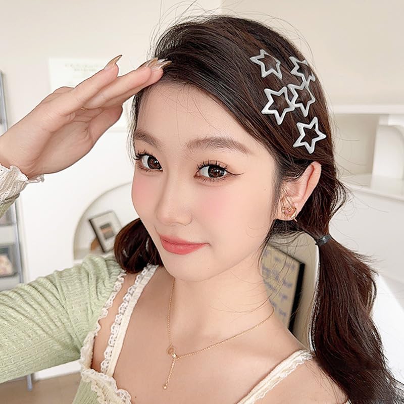 Miniatura 4 de 100 accesorios para el cabello con broches de estrella para mujeres y niñas, pasadores pequeños de metal plateado de 1.22 pulgadas, antideslizantes