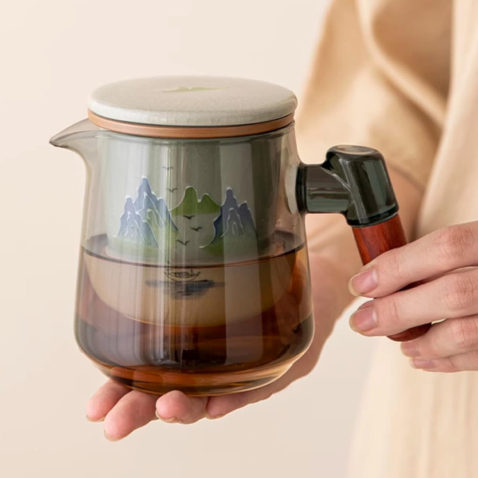Tetera de cristal Kungfu, 500 ml, infusor de té hecho a mano estilo chino