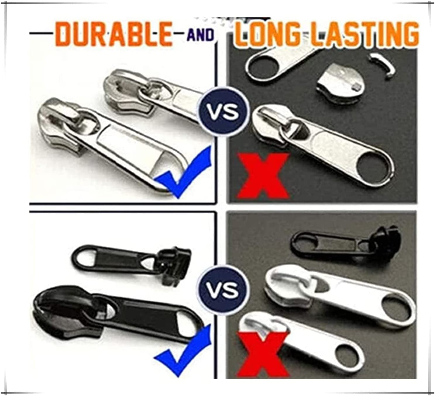 Universele ritsreparator, zwarte fix-ritstrekker, mini verstelbare rits- restaurator, Zip Slider Reparatie Instant Kit, Rits Reparatie Vervangende Hoofd voor Jassen, Jas, Bagage, Ritsen