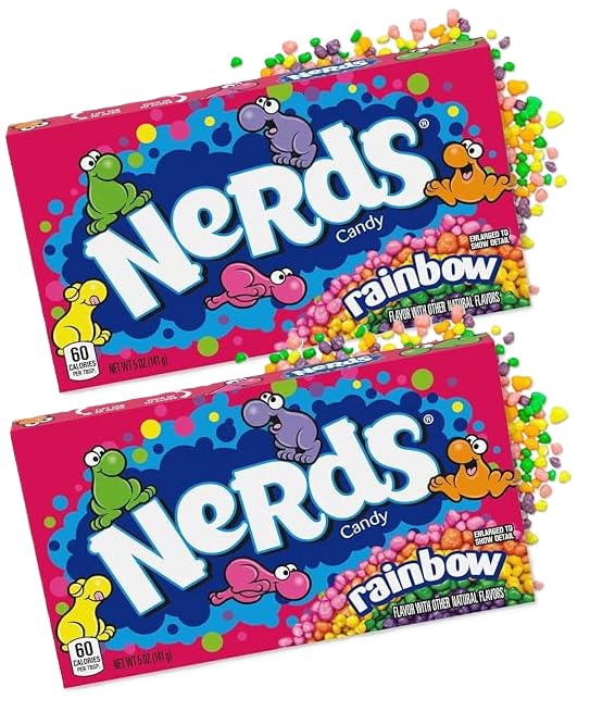 2er Set Nerds Rainbow Candy – Amerikanische Süßigkeiten – Bunte Knusperbonbons mit Fruchtgeschmack – 2 x 141 g