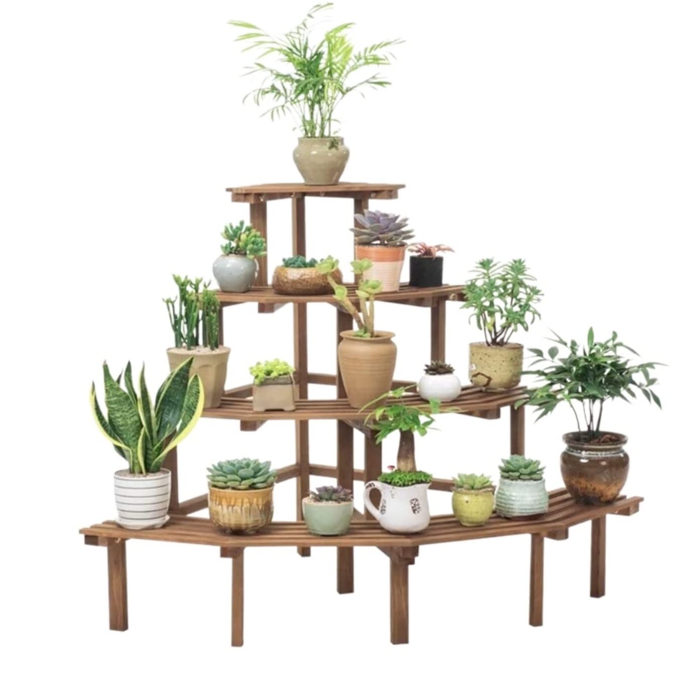 MHbdfsxz Plant Shelf For Multiple Plants Solid Wood Plant Stand Succulent Flower Pot Holder Home Patio Garden Lawn Flower Stand For Patio(A,80*75*110cm)