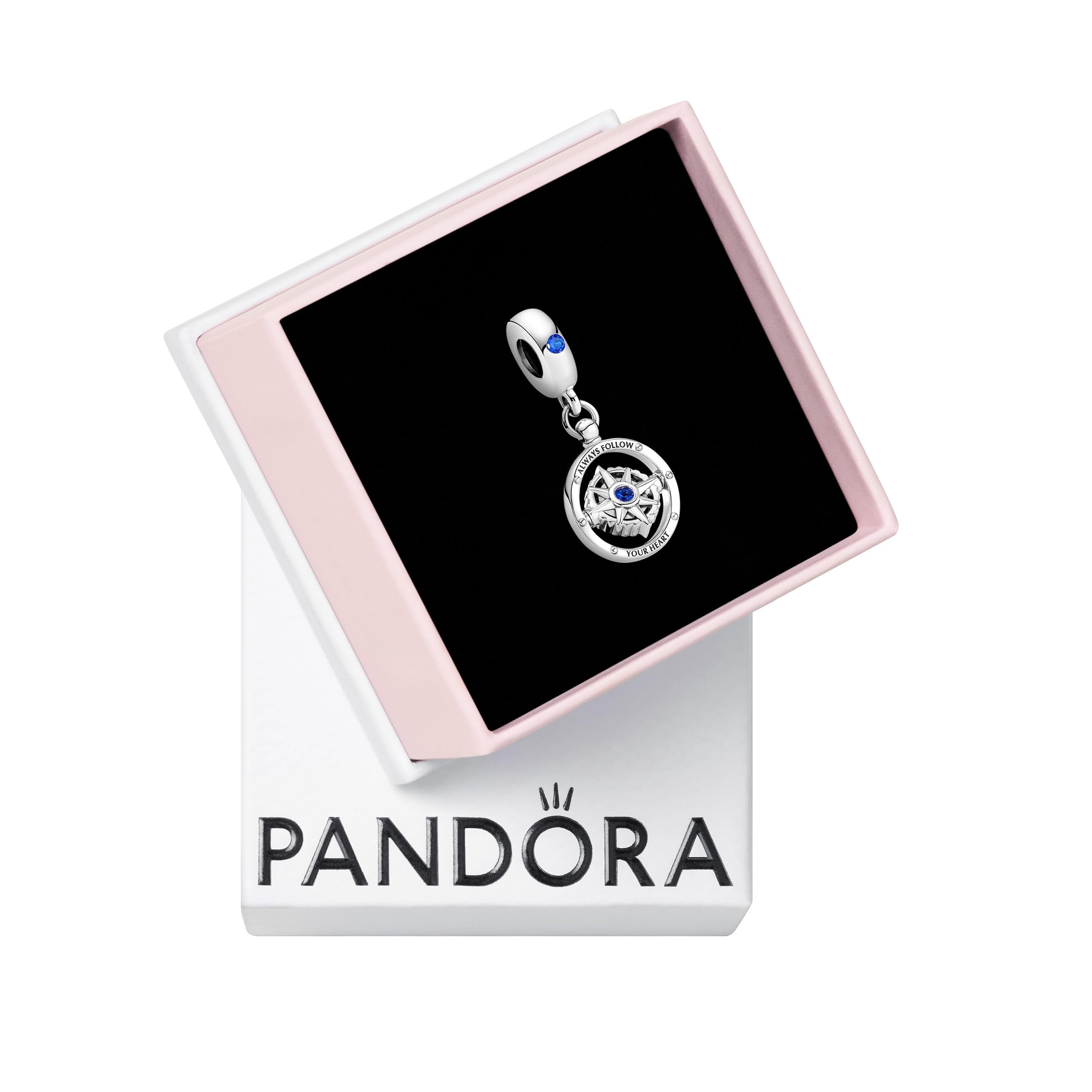 PANDORASpinning Compass Dangle Charm - Bracelet Charm for PANDORA Moments Bracelets - Stunning Women's Jewelry - Gift for Her - Made with Sterling Silver & Man-Made Crystal - With Gift Box