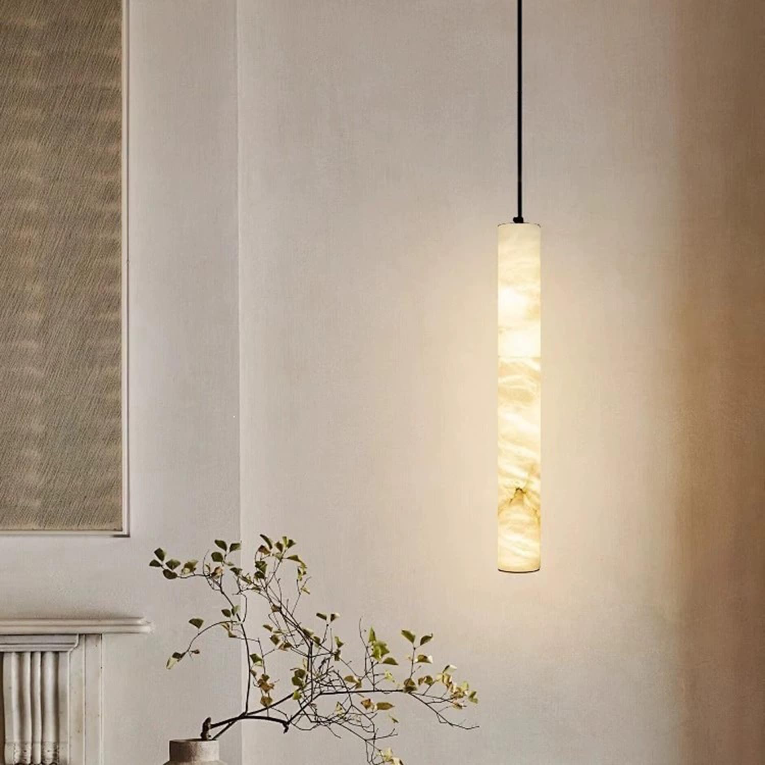 Lampadario a sospensione cilindrico in marmo a soffitto a luce