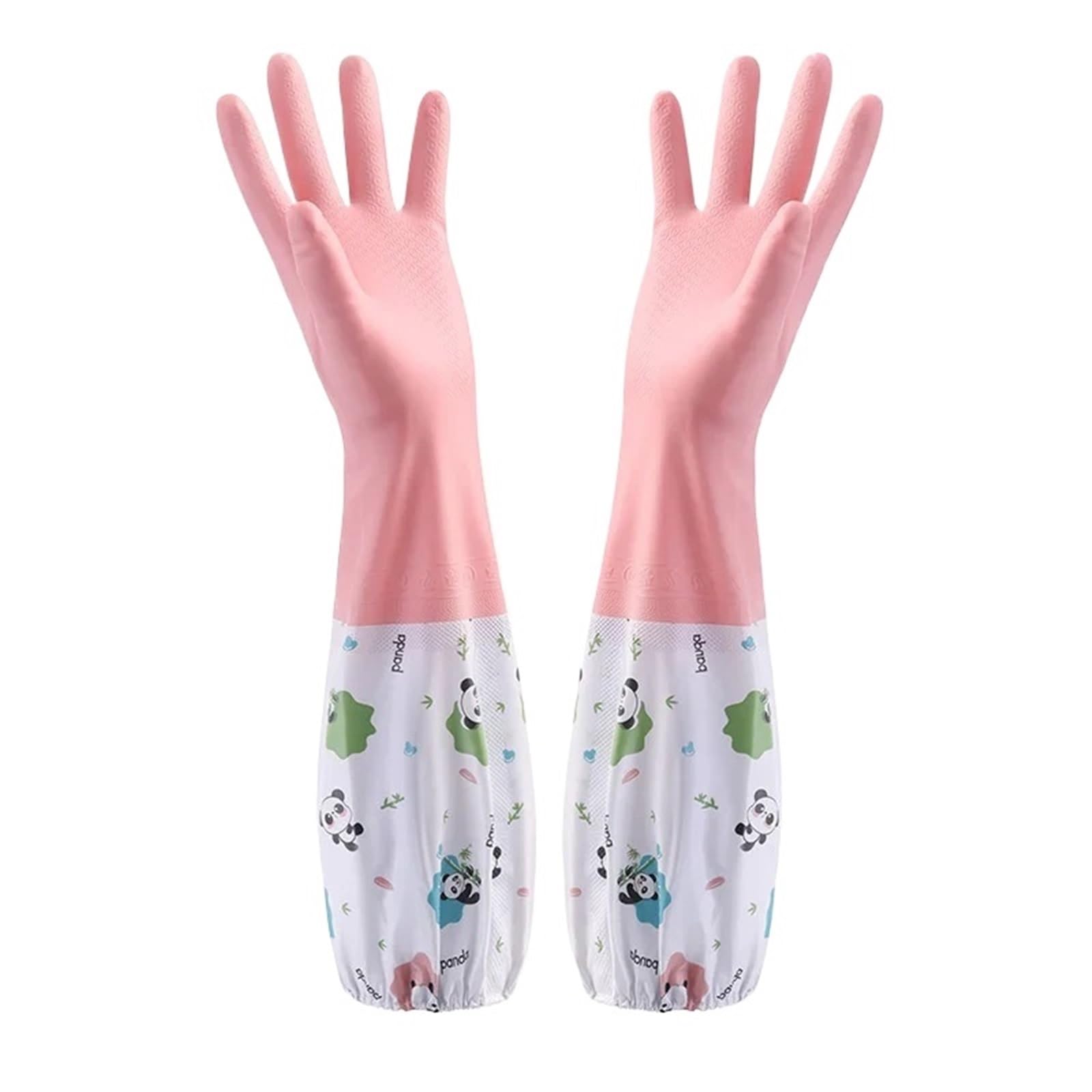 KJBDQQH Cleaning Gloves Household Gloves Women's Kitchen Dishwashing, Cleaning, Extended Waterproof, Laundry, Rubber for Household(Pink)