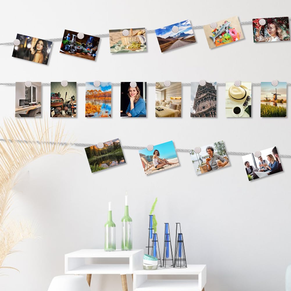 Set 4 Corde Per Foto Con 48 Magneti, In Acciaio Inox, Per Appendere Foto E Cartoline A Parete